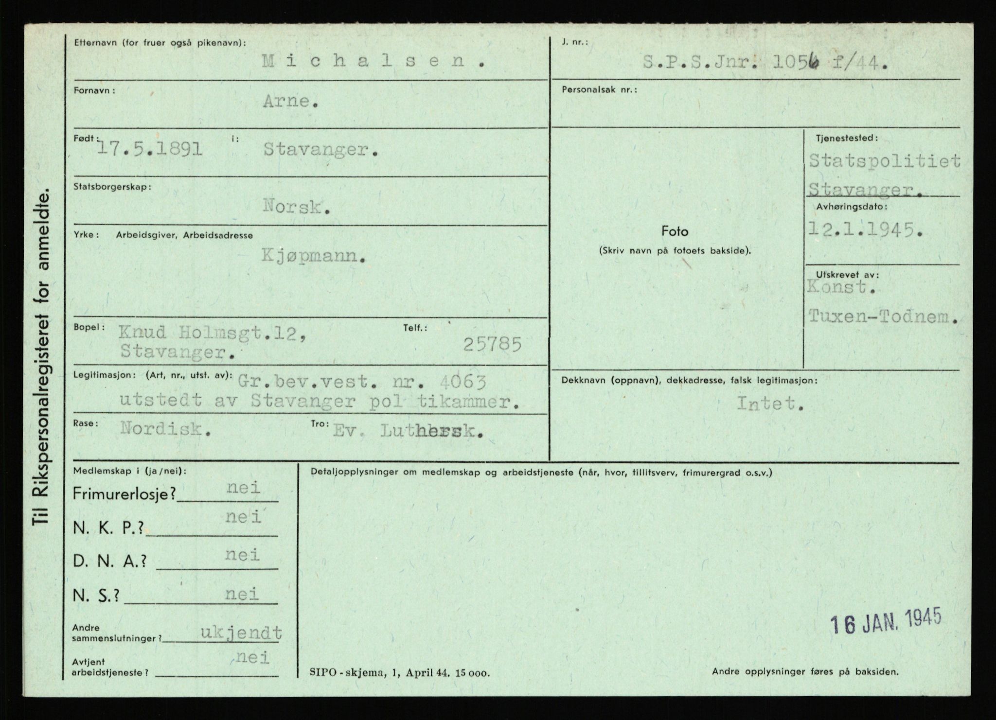 Statspolitiet - Hovedkontoret / Osloavdelingen, AV/RA-S-1329/C/Ca/L0010: Lind - Moksnes, 1943-1945, p. 3953