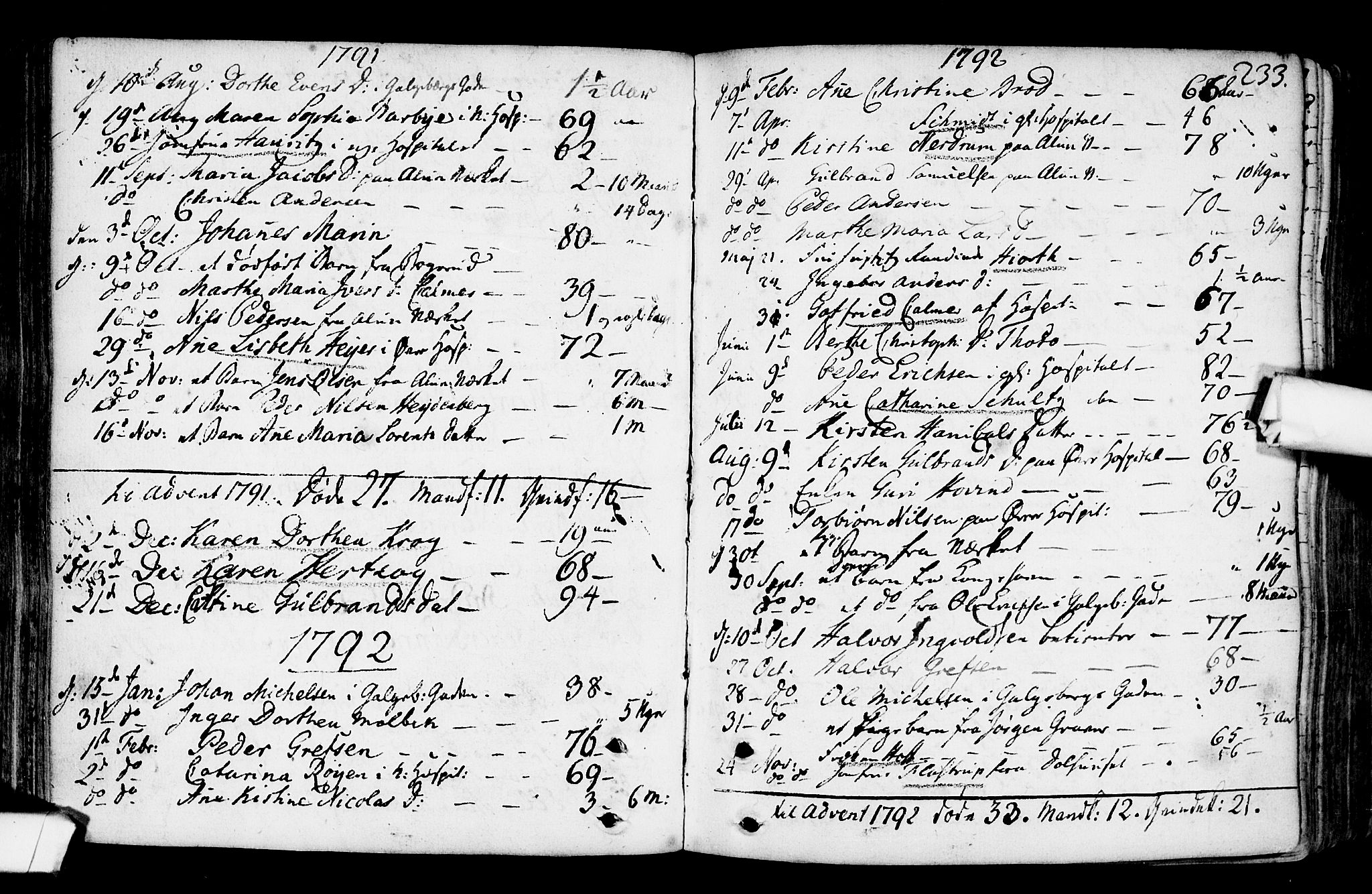 Gamlebyen prestekontor Kirkebøker, SAO/A-10884/F/Fa/L0001: Parish register (official) no. 1, 1734-1818, p. 233
