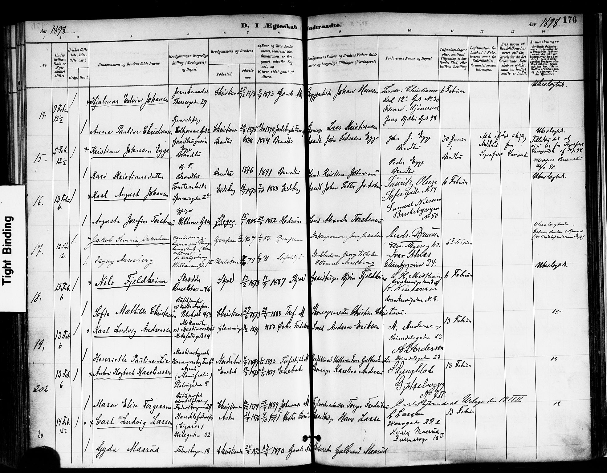 Trefoldighet prestekontor Kirkebøker, SAO/A-10882/F/Fc/L0004: Parish register (official) no. III 4, 1891-1900, p. 176