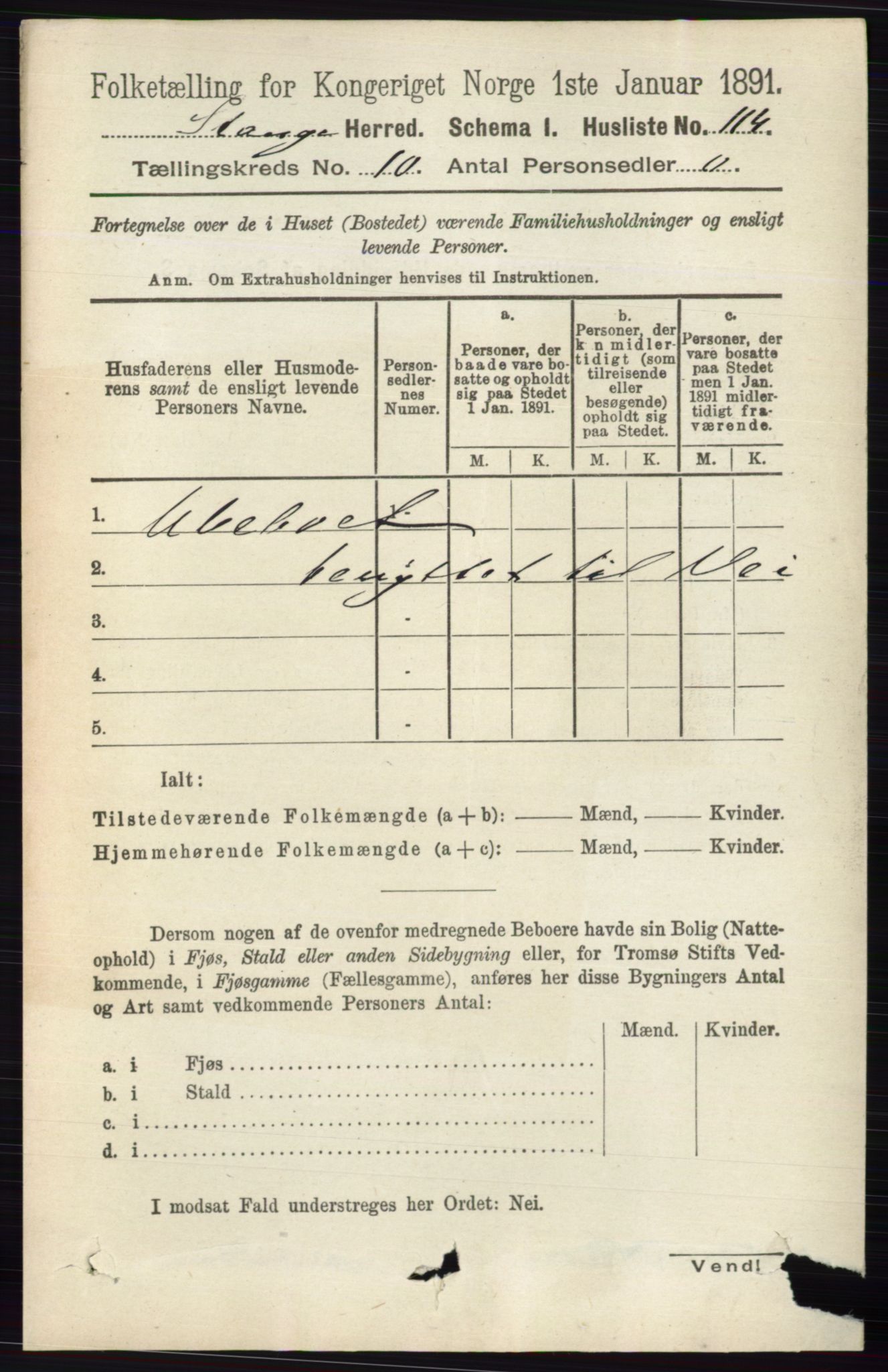 RA, 1891 census for 0417 Stange, 1891, p. 6797