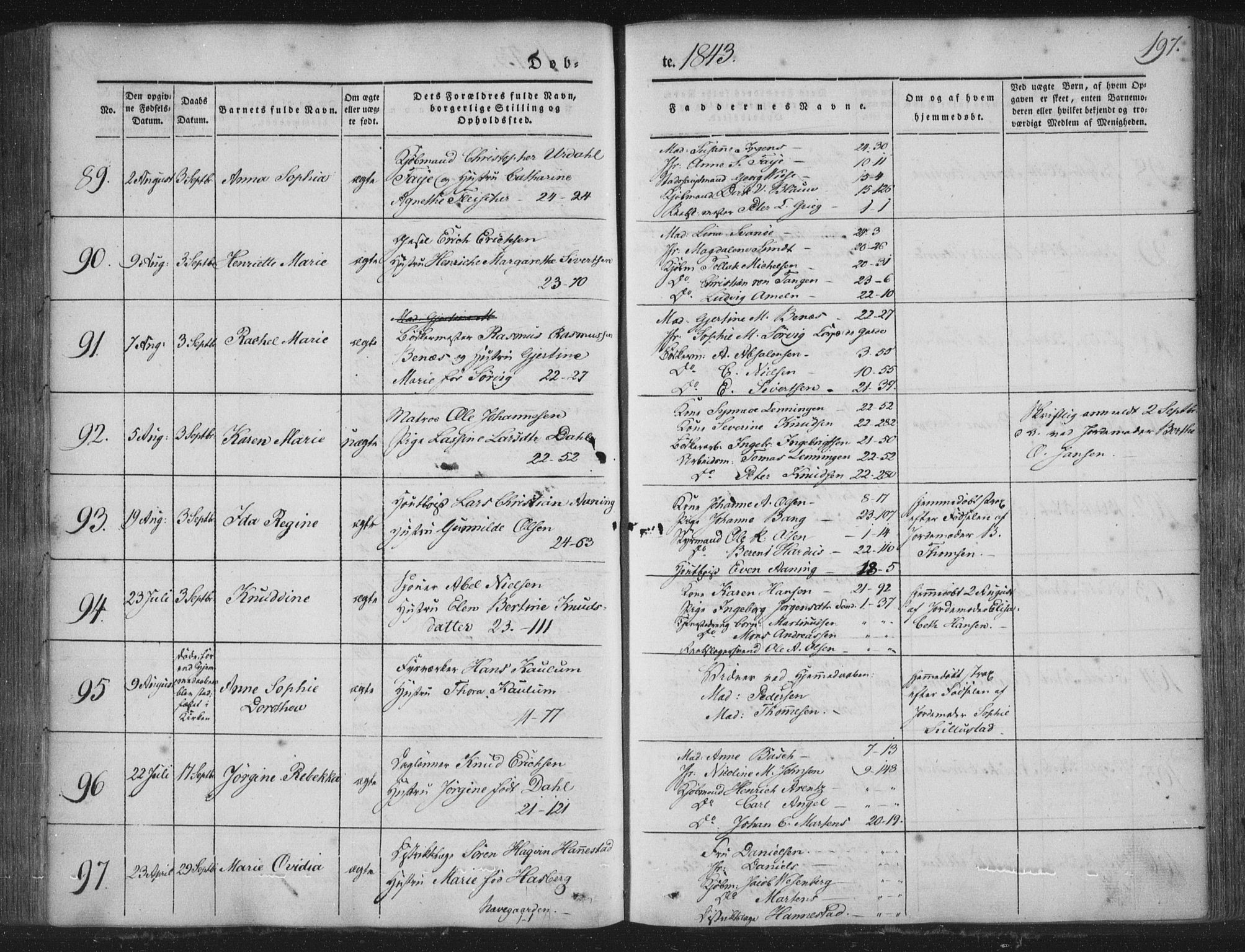 Korskirken sokneprestembete, SAB/A-76101/H/Haa/L0016: Parish register (official) no. B 2, 1841-1851, p. 197