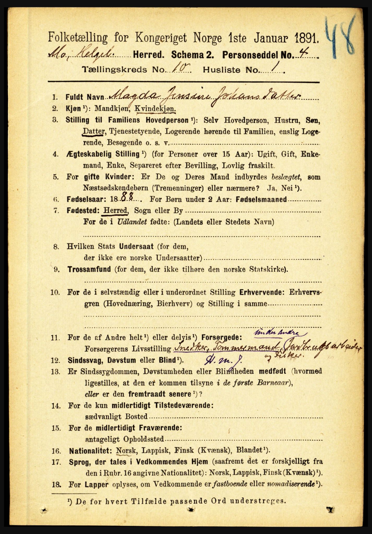 RA, 1891 census for 1833 Mo, 1891, p. 3942