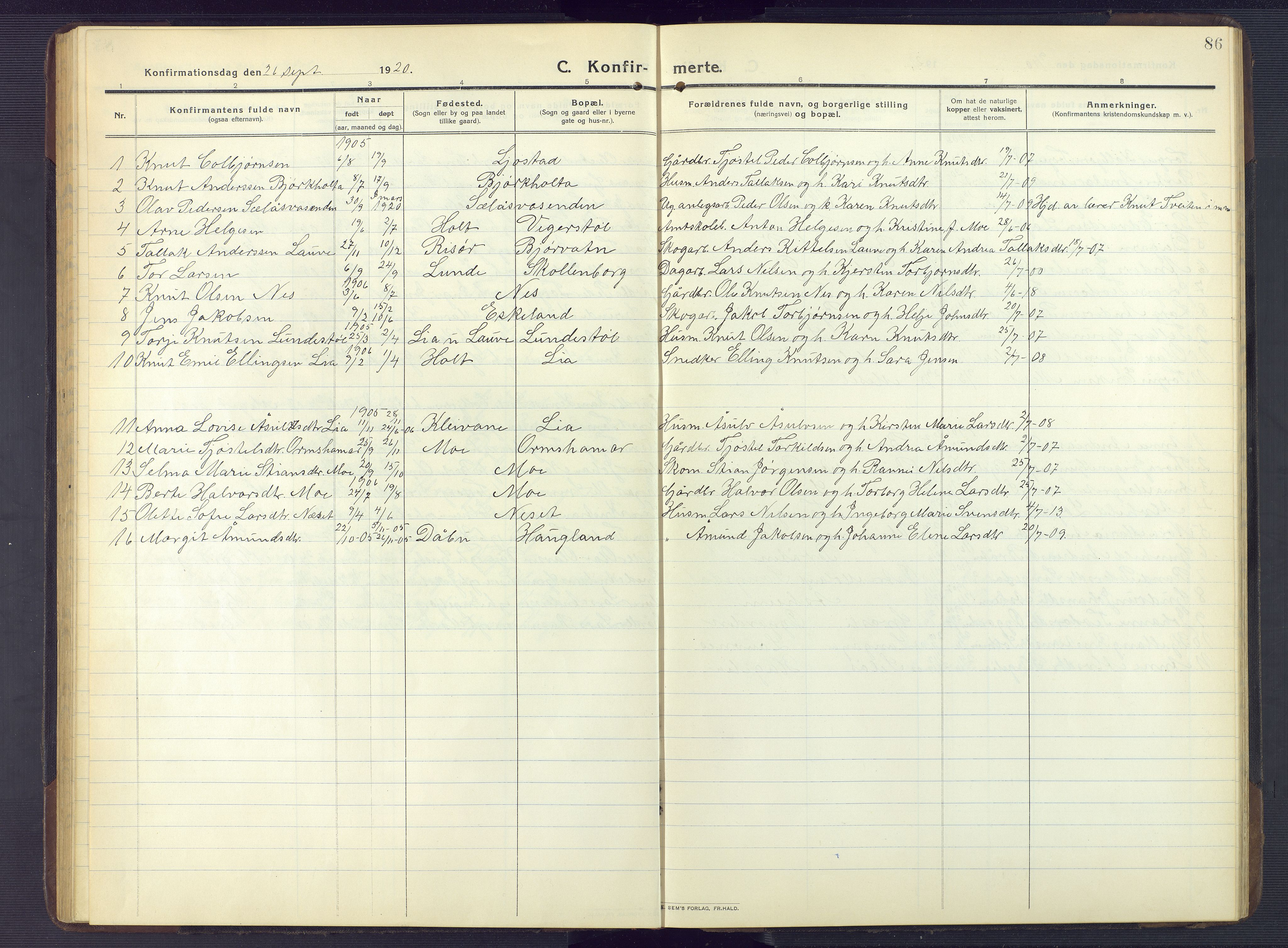 Gjerstad sokneprestkontor, AV/SAK-1111-0014/F/Fb/Fbb/L0005: Parish register (copy) no. B 5, 1911-1949, p. 86