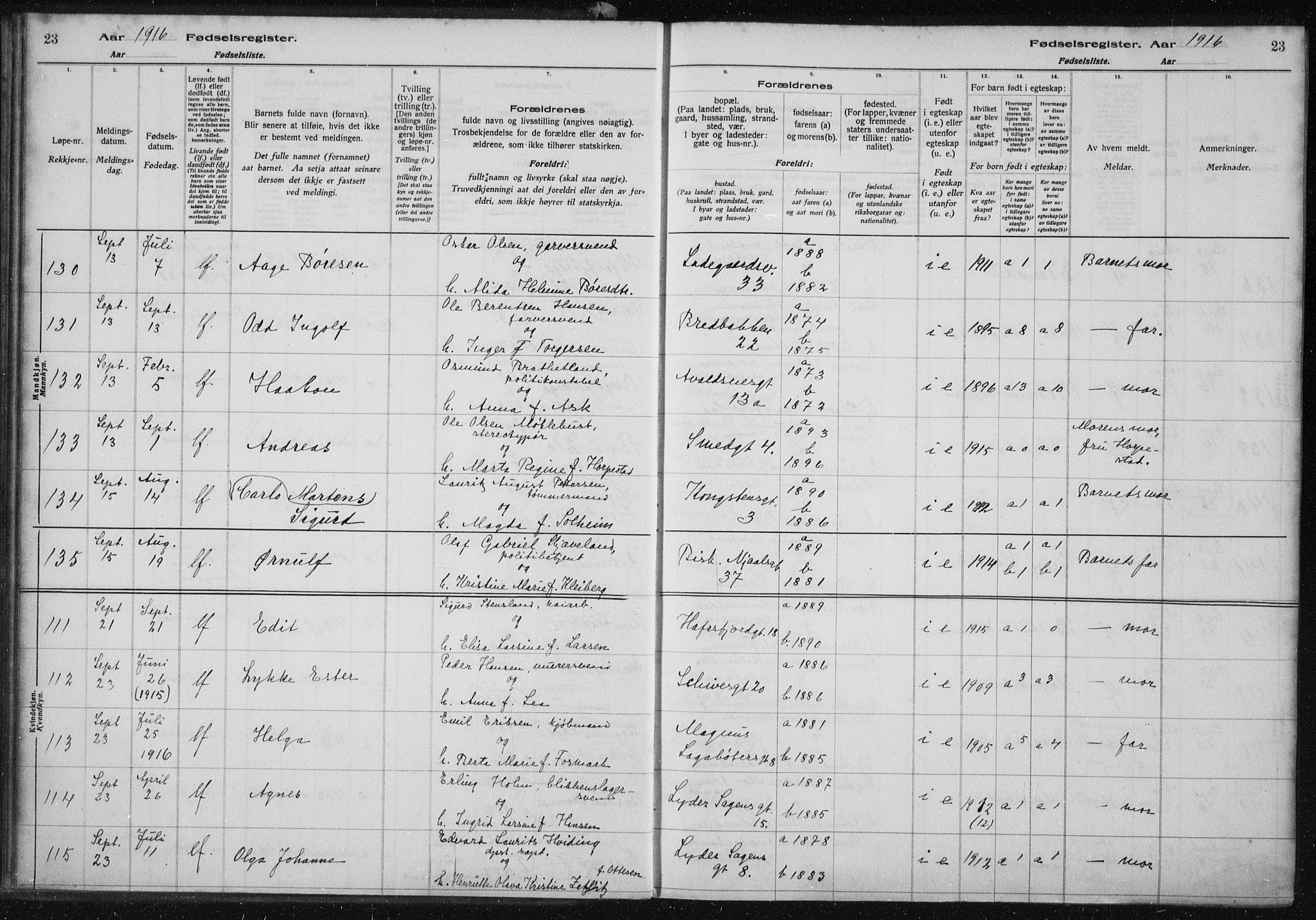 St. Petri sokneprestkontor, AV/SAST-A-101813/002/A/L0001: Birth register no. 1, 1916-1922, p. 23