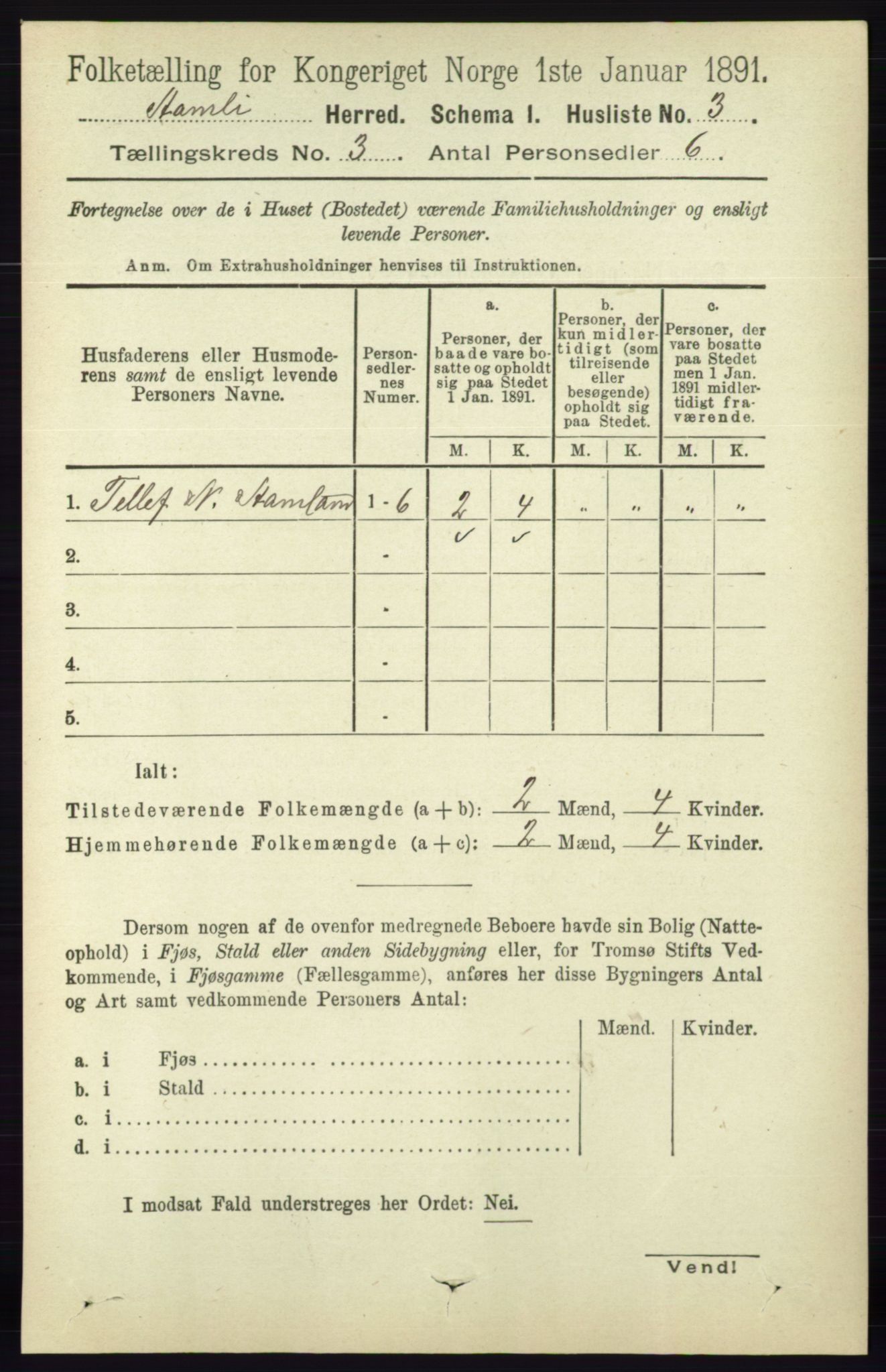 RA, 1891 census for 0929 Åmli, 1891, p. 302