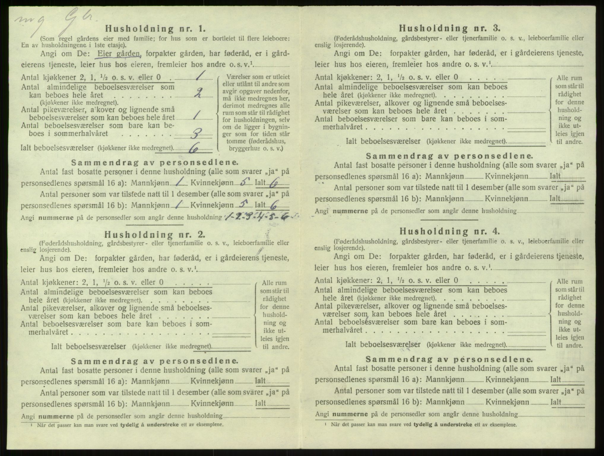 SAB, 1920 census for Modalen, 1920, p. 69