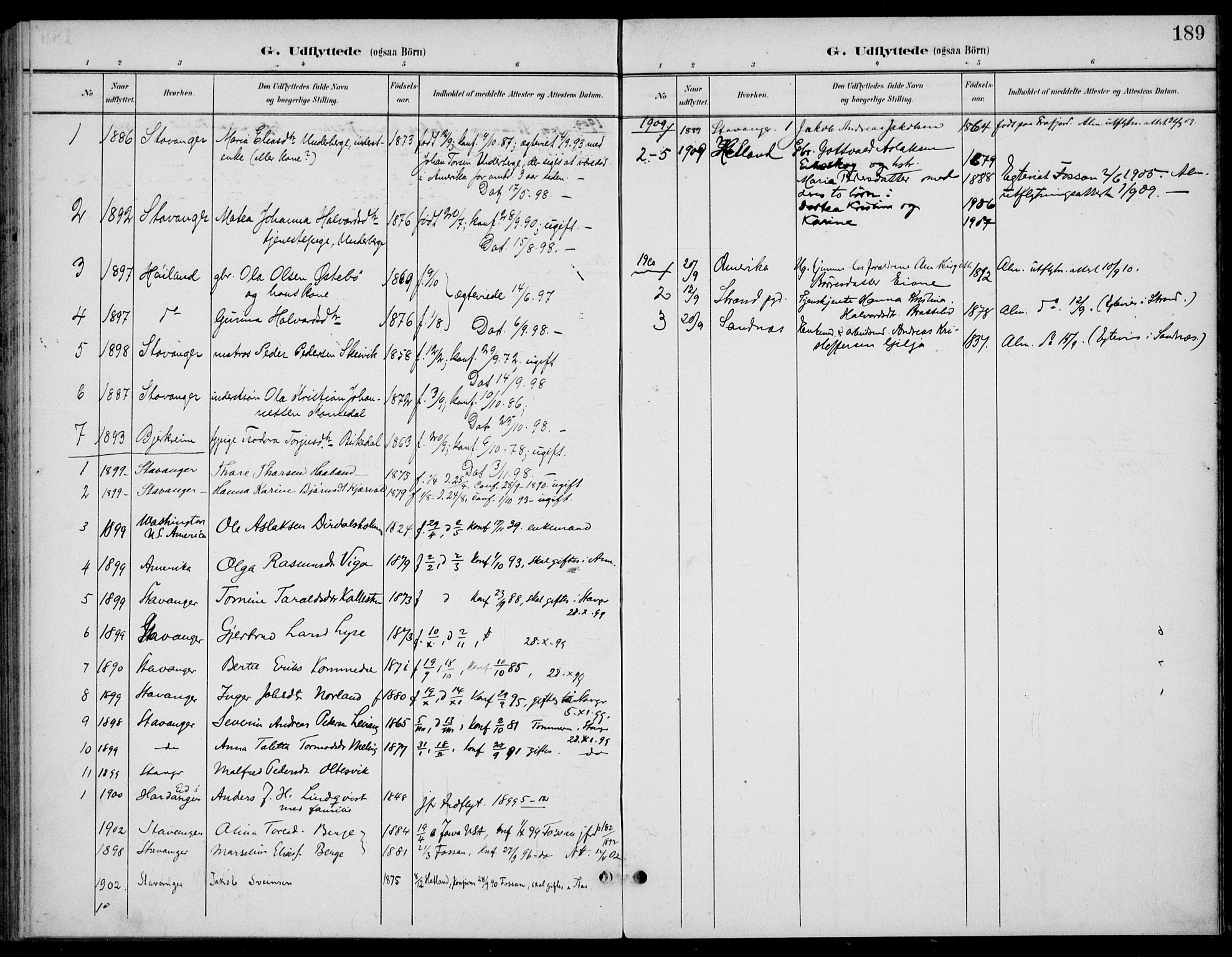 Høgsfjord sokneprestkontor, SAST/A-101624/H/Ha/Haa/L0007: Parish register (official) no. A 7, 1898-1917, p. 189
