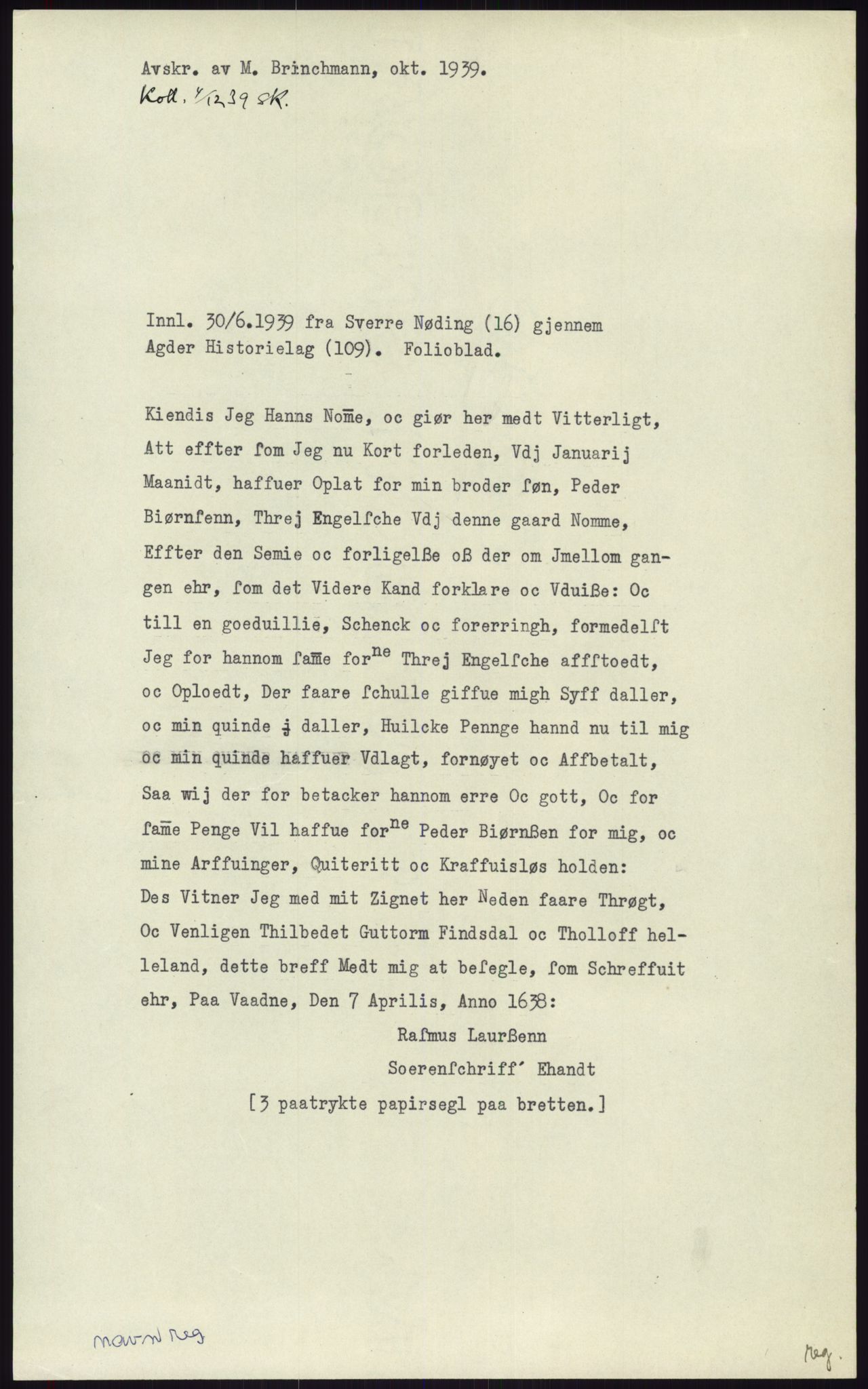 Samlinger til kildeutgivelse, Diplomavskriftsamlingen, AV/RA-EA-4053/H/Ha, p. 2146