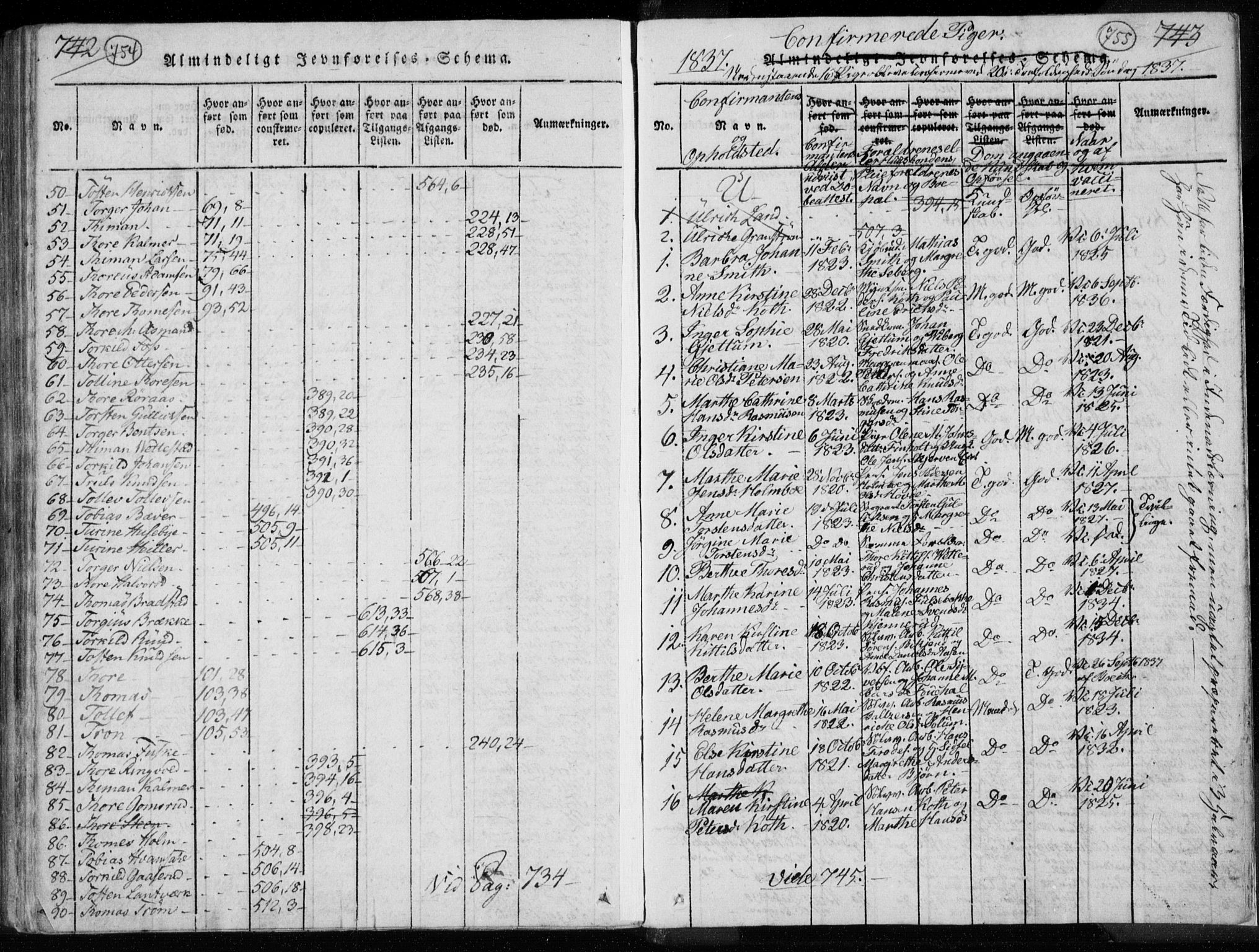 Kongsberg kirkebøker, AV/SAKO-A-22/F/Fa/L0008: Parish register (official) no. I 8, 1816-1839, p. 754-755