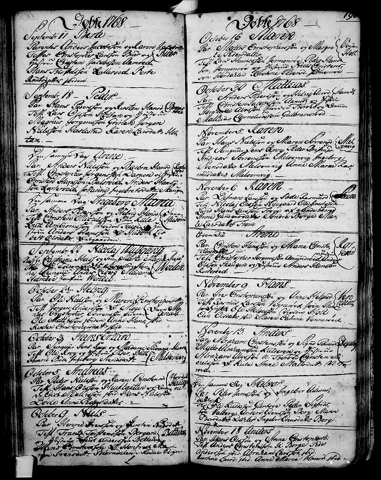 Stokke kirkebøker, AV/SAKO-A-320/F/Fa/L0002: Parish register (official) no. I 2, 1732-1770, p. 190