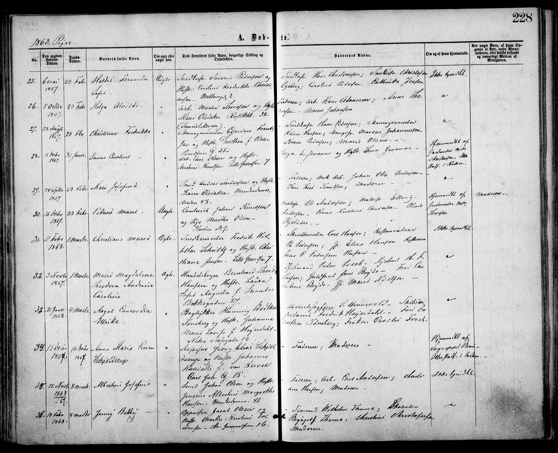 Trefoldighet prestekontor Kirkebøker, AV/SAO-A-10882/F/Fa/L0002: Parish register (official) no. I 2, 1863-1870, p. 228