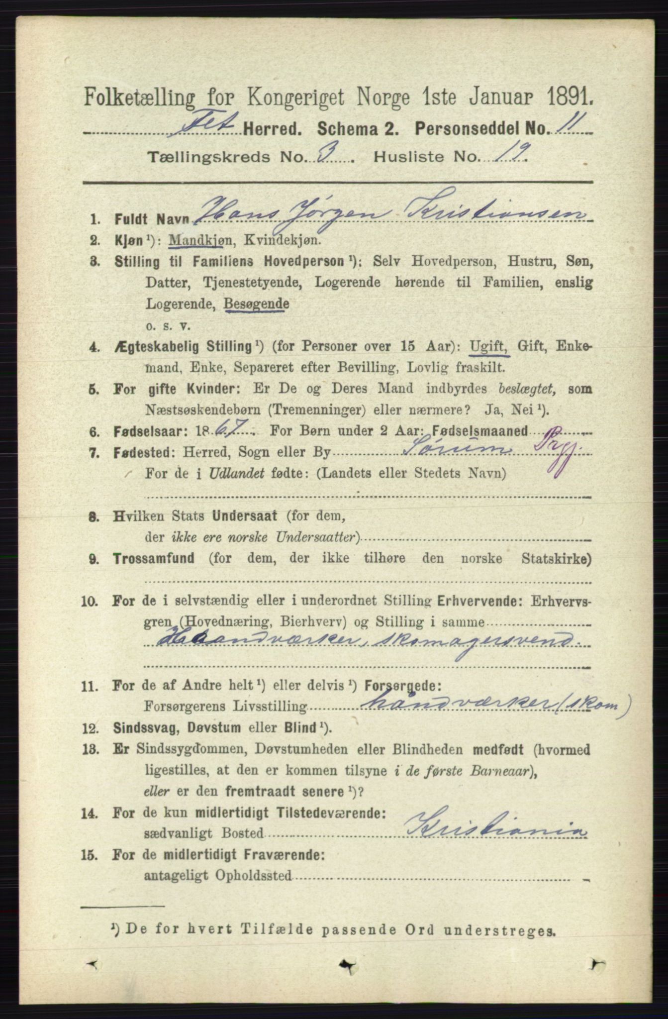 RA, 1891 census for 0227 Fet, 1891, p. 977