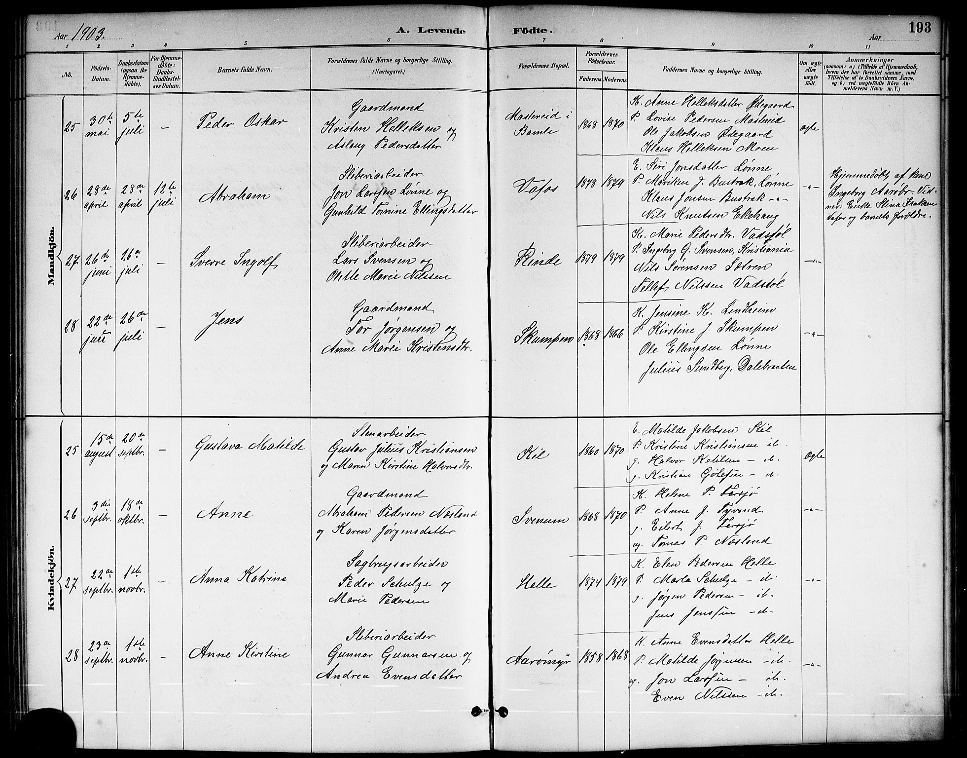 Sannidal kirkebøker, AV/SAKO-A-296/G/Ga/L0003: Parish register (copy) no. 3, 1887-1922, p. 193