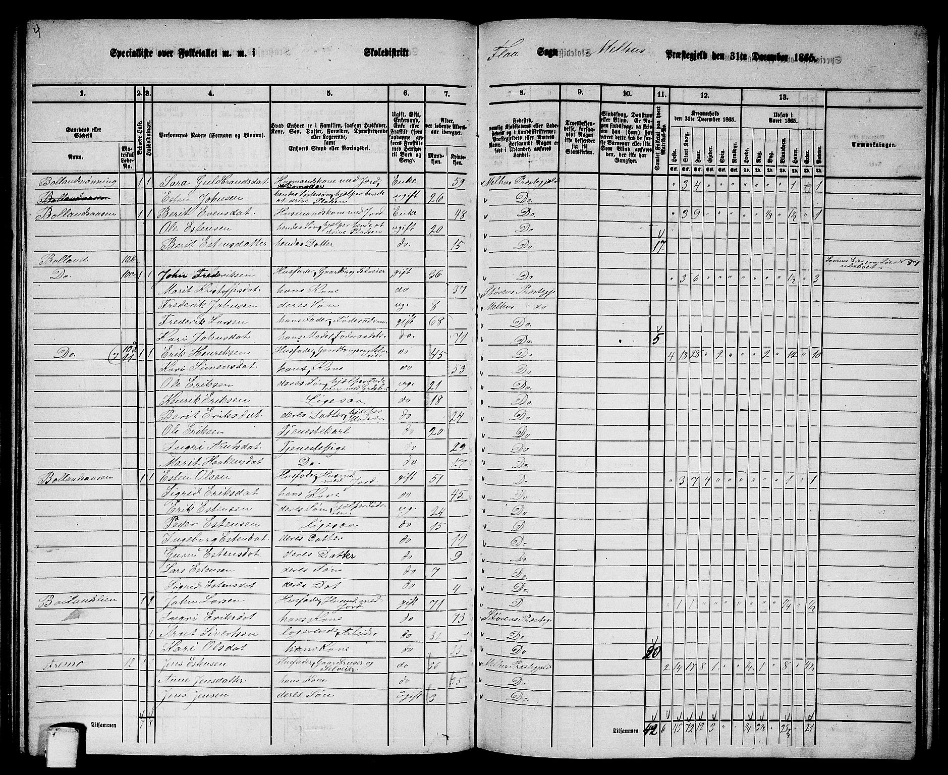 RA, 1865 census for Melhus, 1865, p. 135