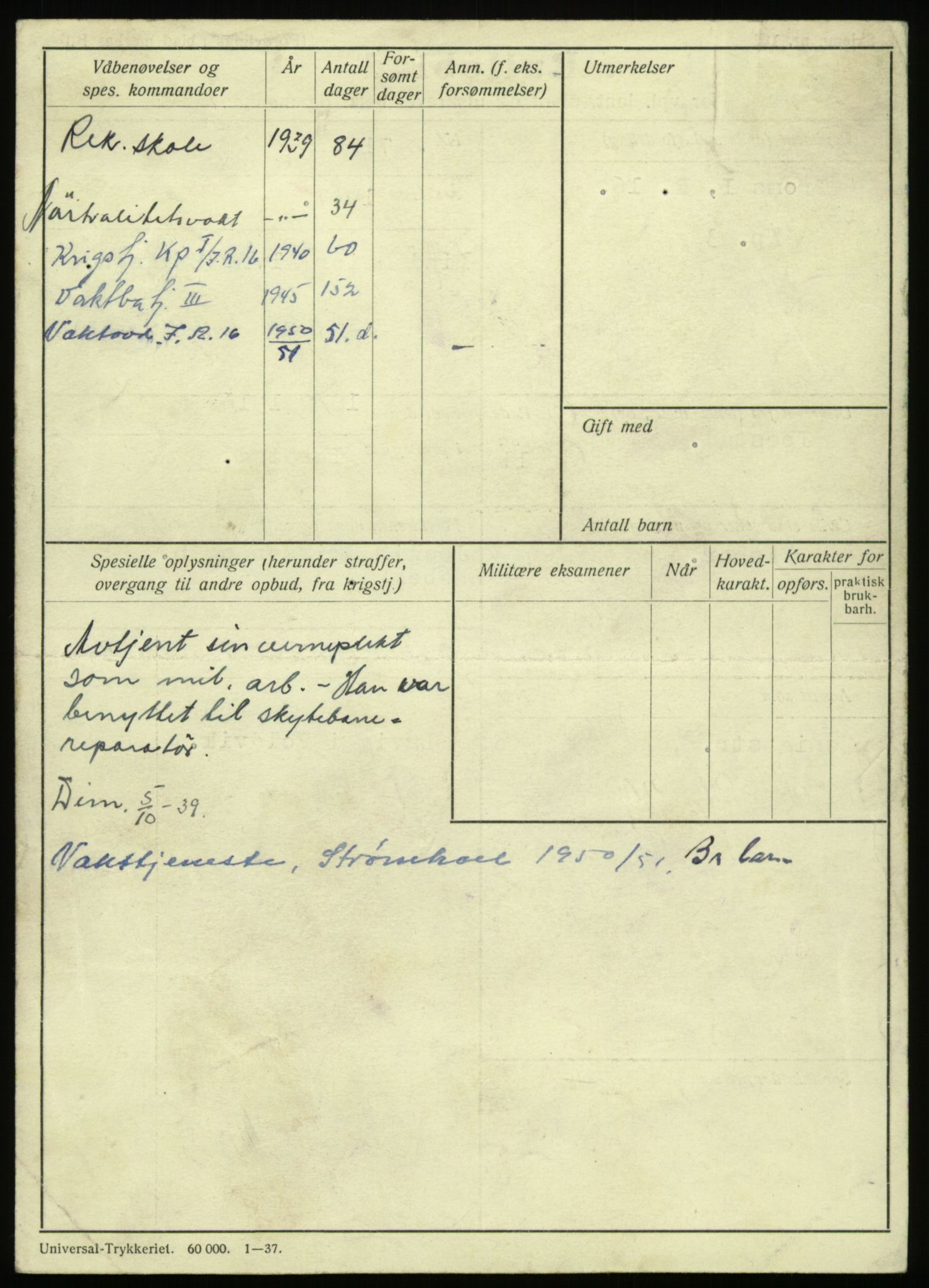 Forsvaret, Troms infanteriregiment nr. 16, AV/RA-RAFA-3146/P/Pa/L0021: Rulleblad for regimentets menige mannskaper, årsklasse 1937, 1937, p. 154