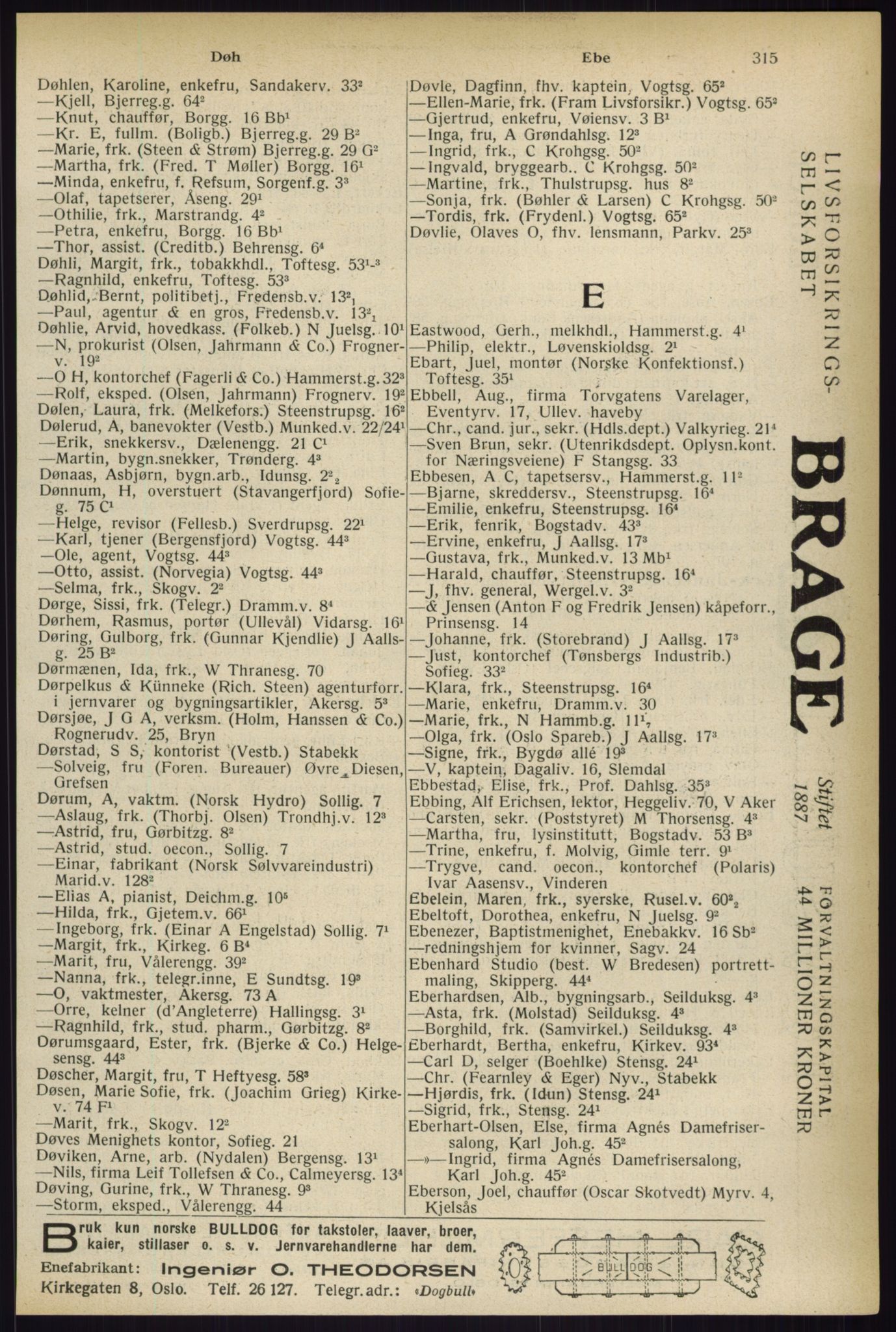 Kristiania/Oslo adressebok, PUBL/-, 1933, p. 315