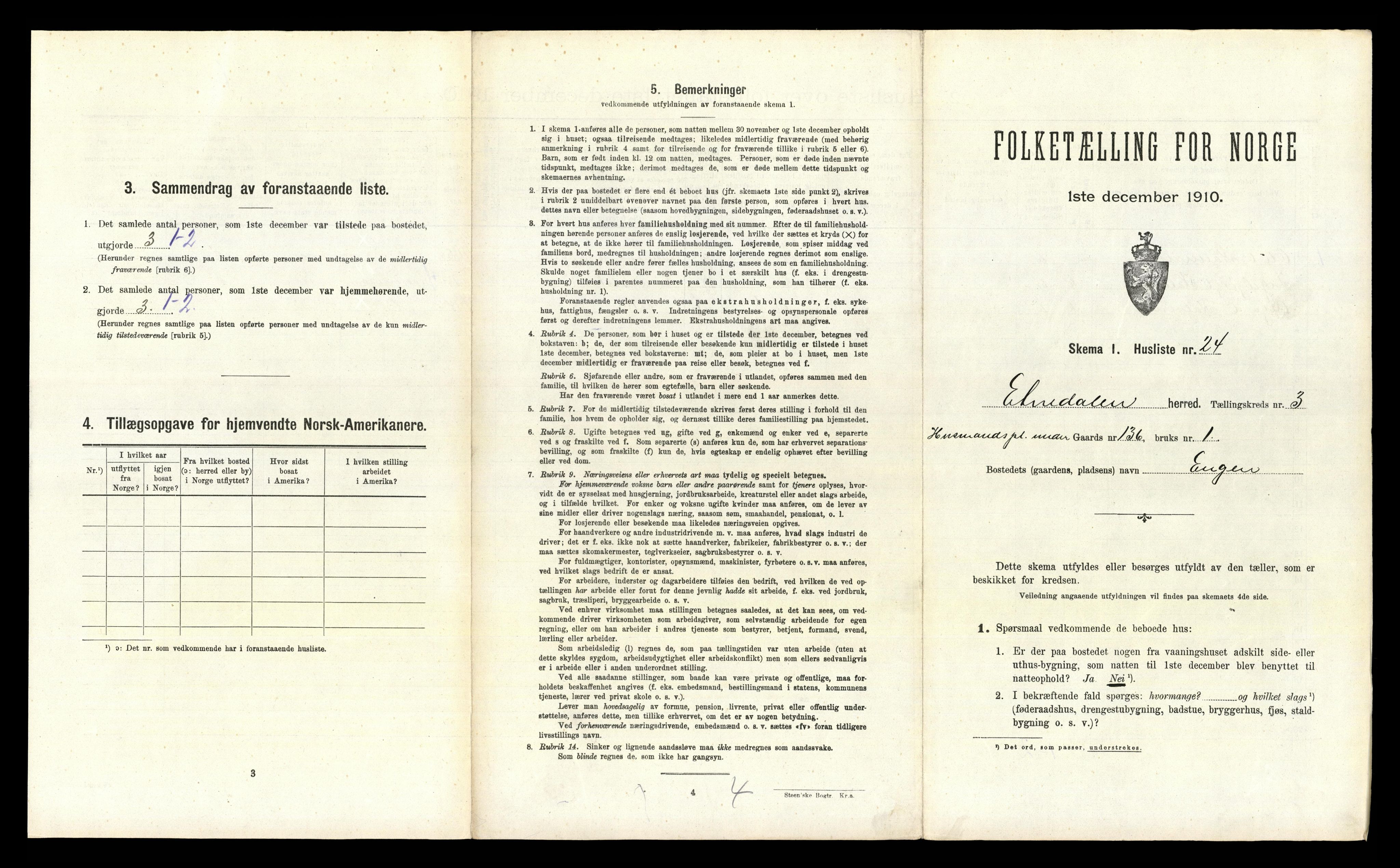 RA, 1910 census for Etnedal, 1910, p. 289