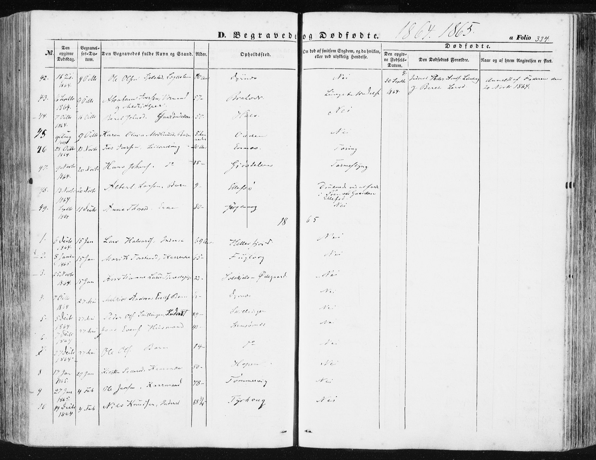 Ministerialprotokoller, klokkerbøker og fødselsregistre - Møre og Romsdal, AV/SAT-A-1454/581/L0937: Parish register (official) no. 581A05, 1853-1872, p. 334