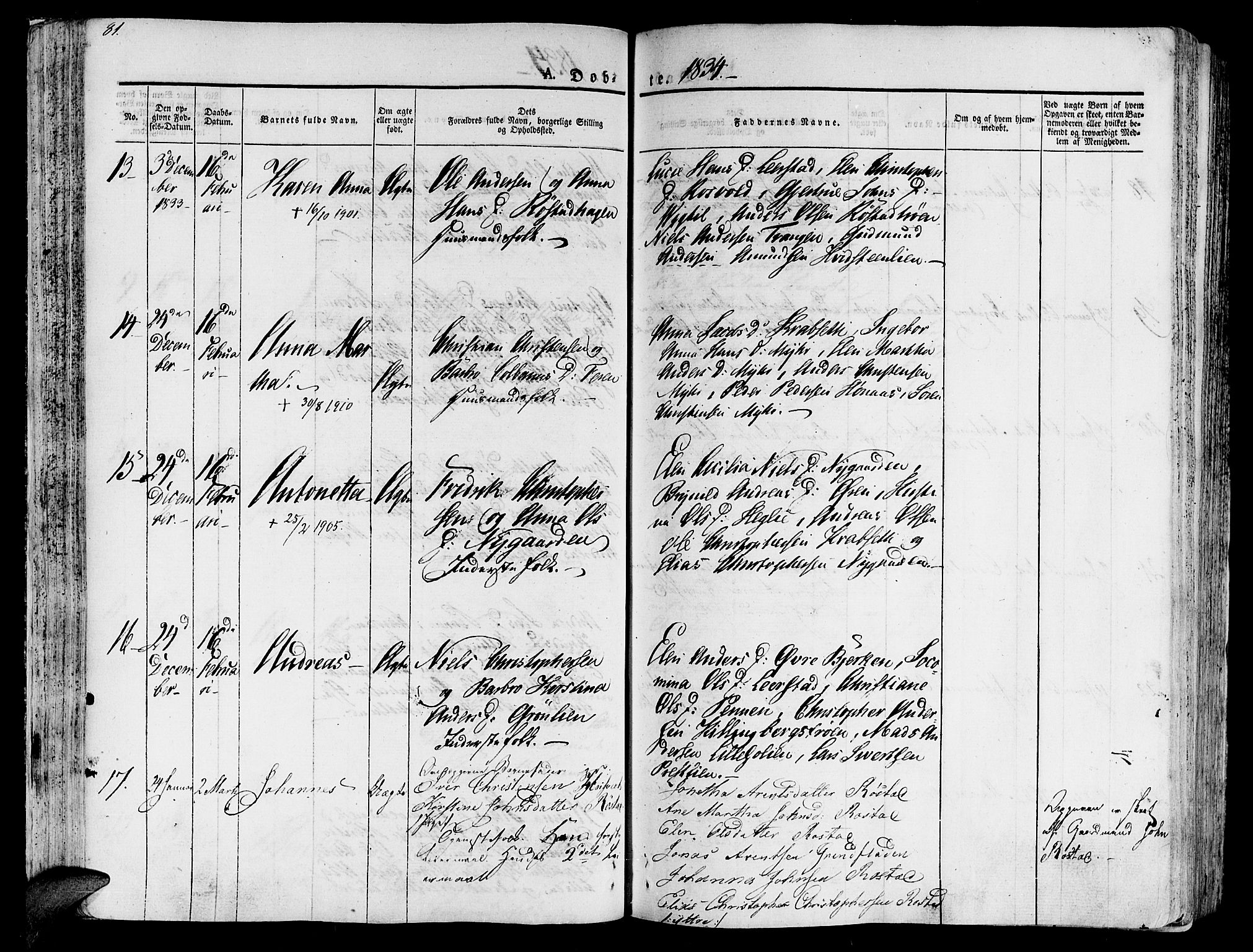 Ministerialprotokoller, klokkerbøker og fødselsregistre - Nord-Trøndelag, SAT/A-1458/701/L0006: Parish register (official) no. 701A06, 1825-1841, p. 81