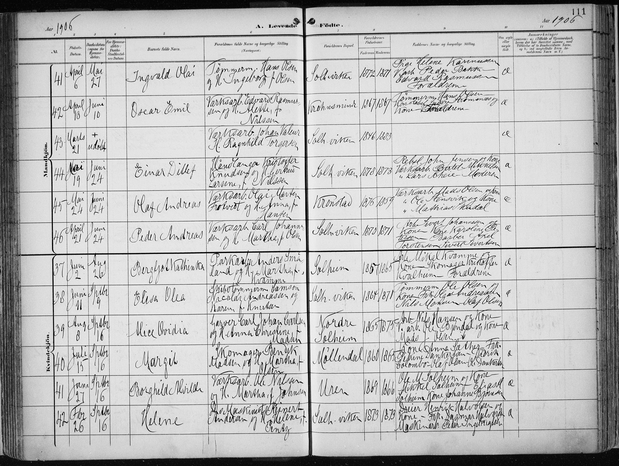Årstad Sokneprestembete, AV/SAB-A-79301/H/Haa/L0002: Parish register (official) no. A 2, 1899-1914, p. 111