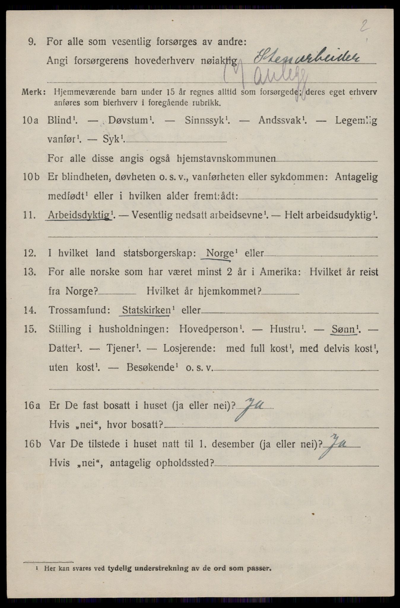 SAST, 1920 census for Torvastad, 1920, p. 4903