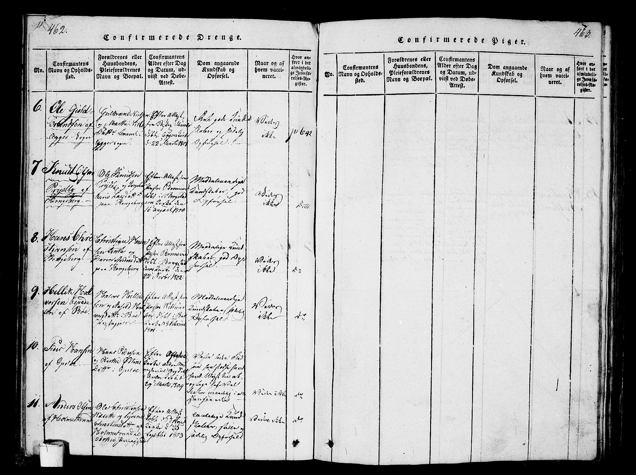 Kristiania tukthusprest Kirkebøker, AV/SAO-A-10881/G/Ga/L0001: Parish register (copy) no. 1, 1818-1857, p. 462-463