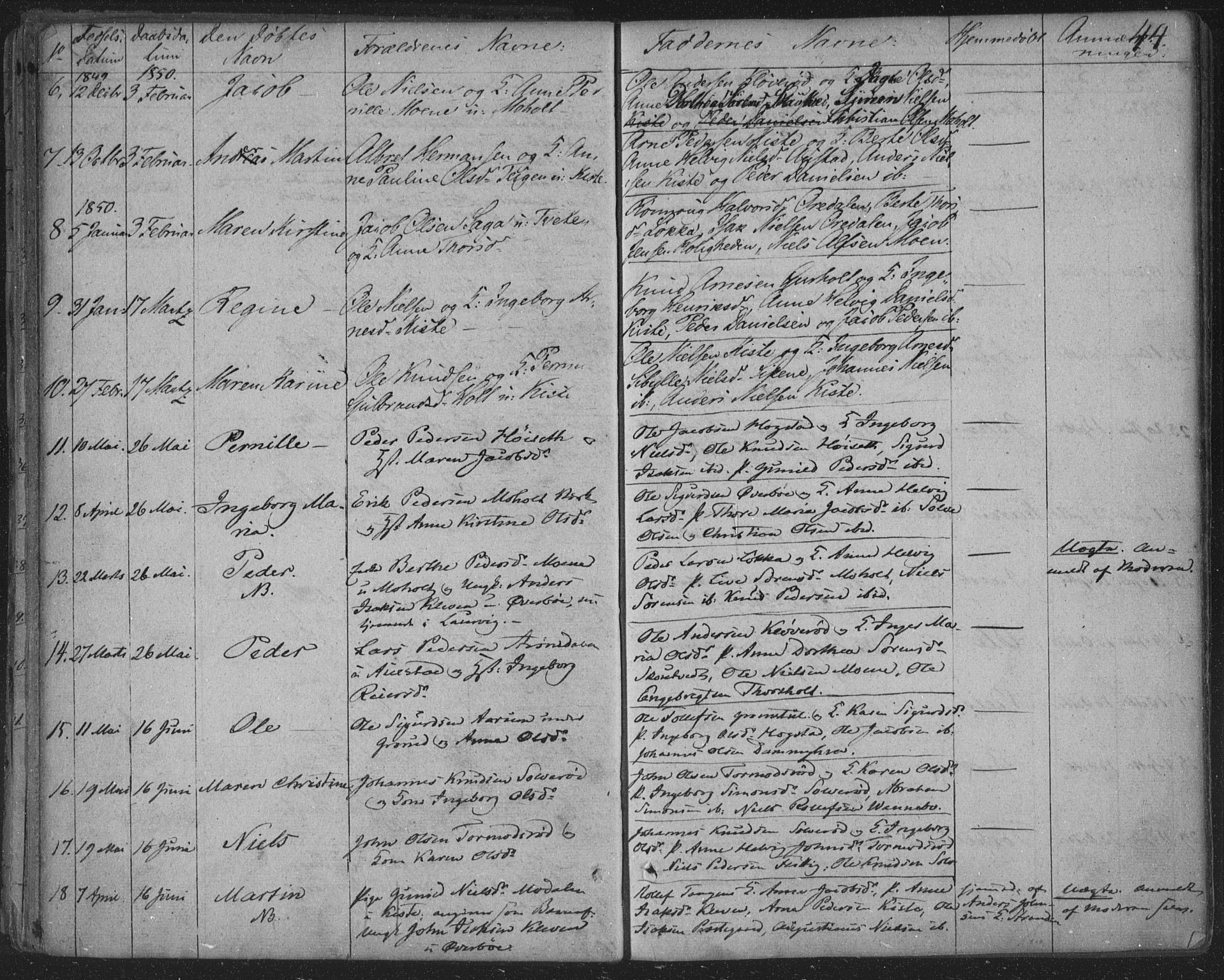 Siljan kirkebøker, SAKO/A-300/F/Fa/L0001: Parish register (official) no. 1, 1831-1870, p. 44