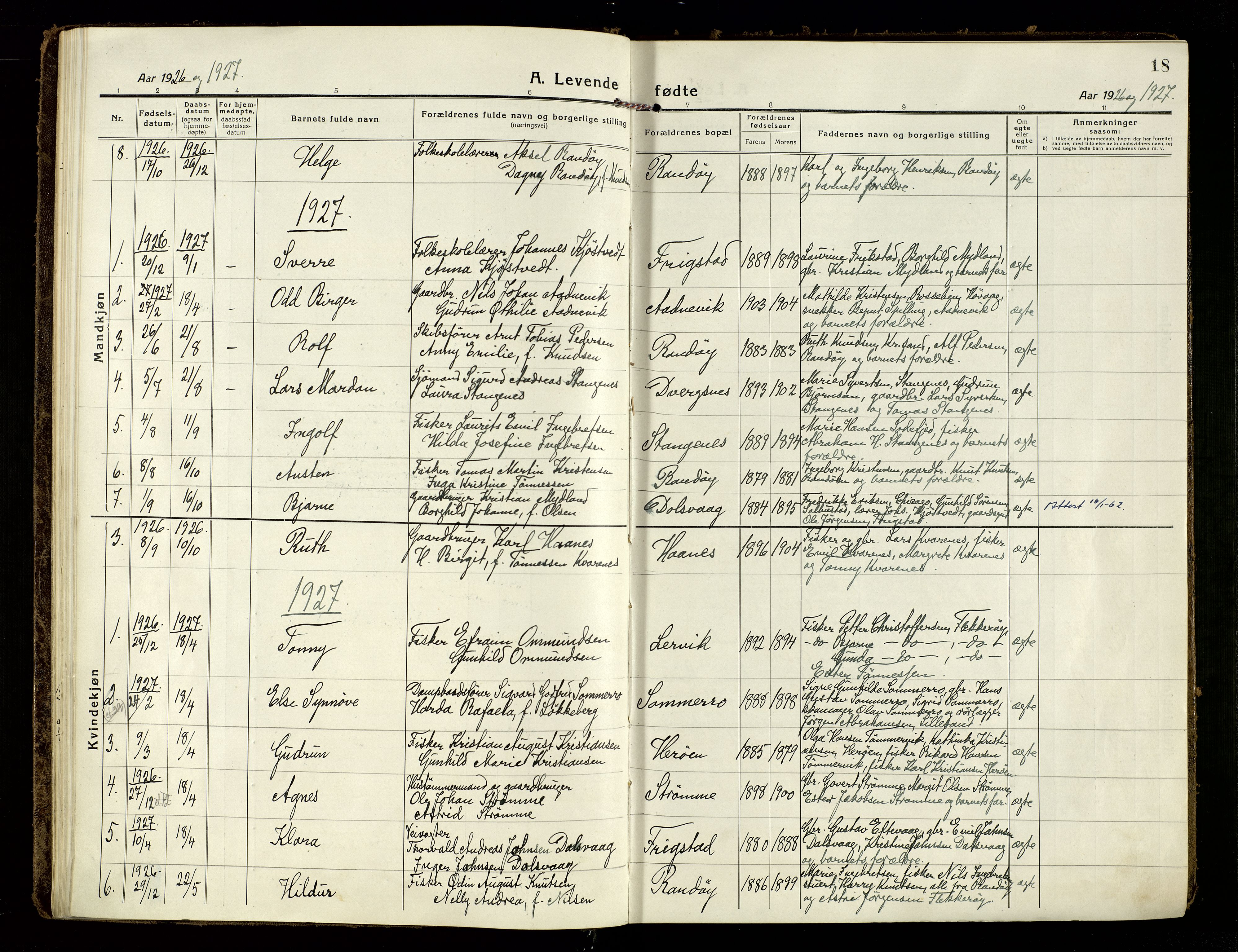 Oddernes sokneprestkontor, SAK/1111-0033/F/Fa/Fab/L0004: Parish register (official) no. A 4, 1916-1935, p. 18
