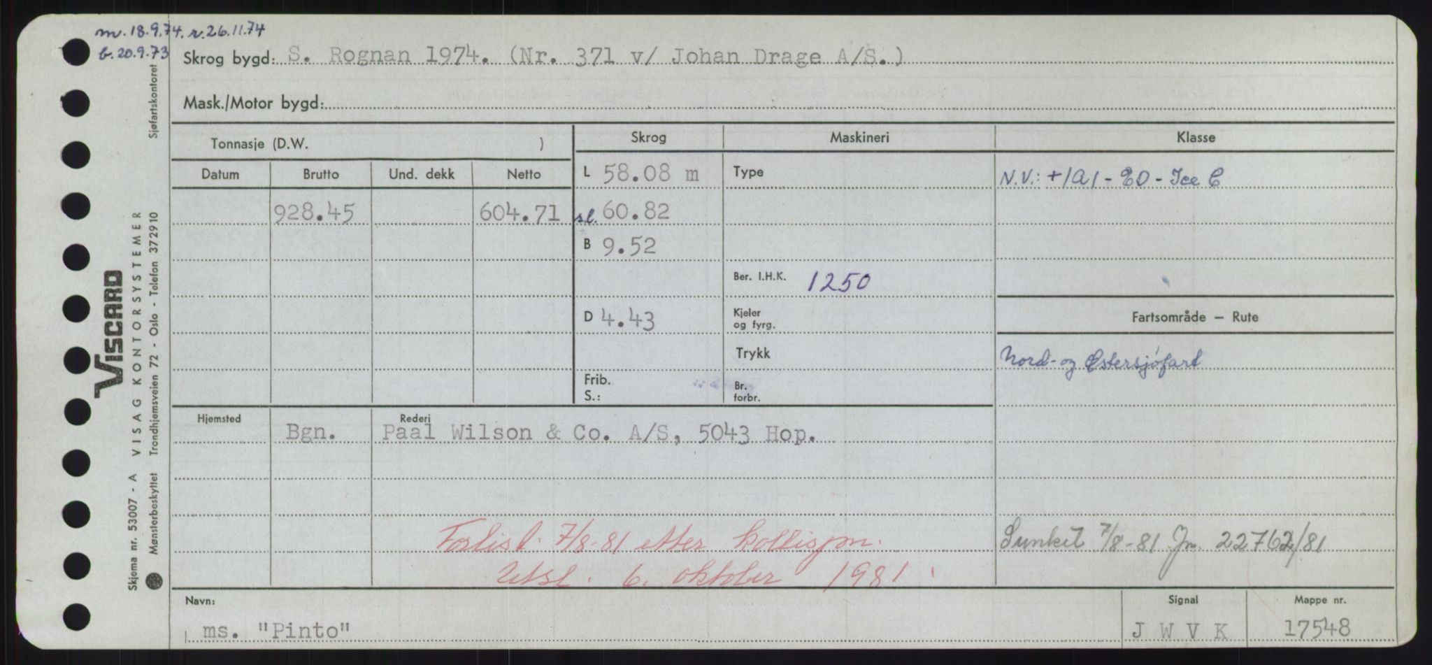 Sjøfartsdirektoratet med forløpere, Skipsmålingen, RA/S-1627/H/Hd/L0029: Fartøy, P, p. 259