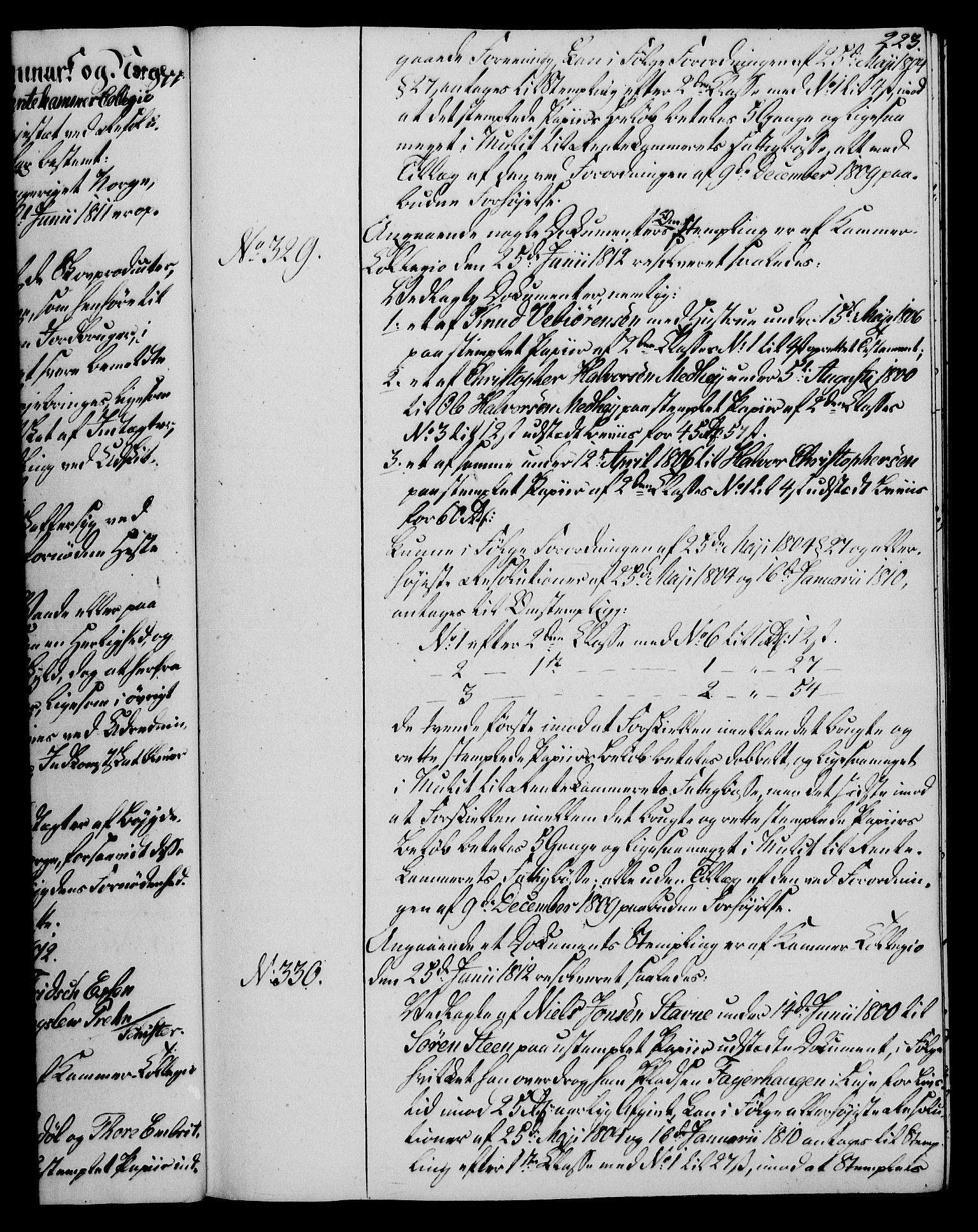 Rentekammeret, Kammerkanselliet, RA/EA-3111/G/Gg/Gga/L0020: Norsk ekspedisjonsprotokoll med register (merket RK 53.20), 1811-1814, p. 223