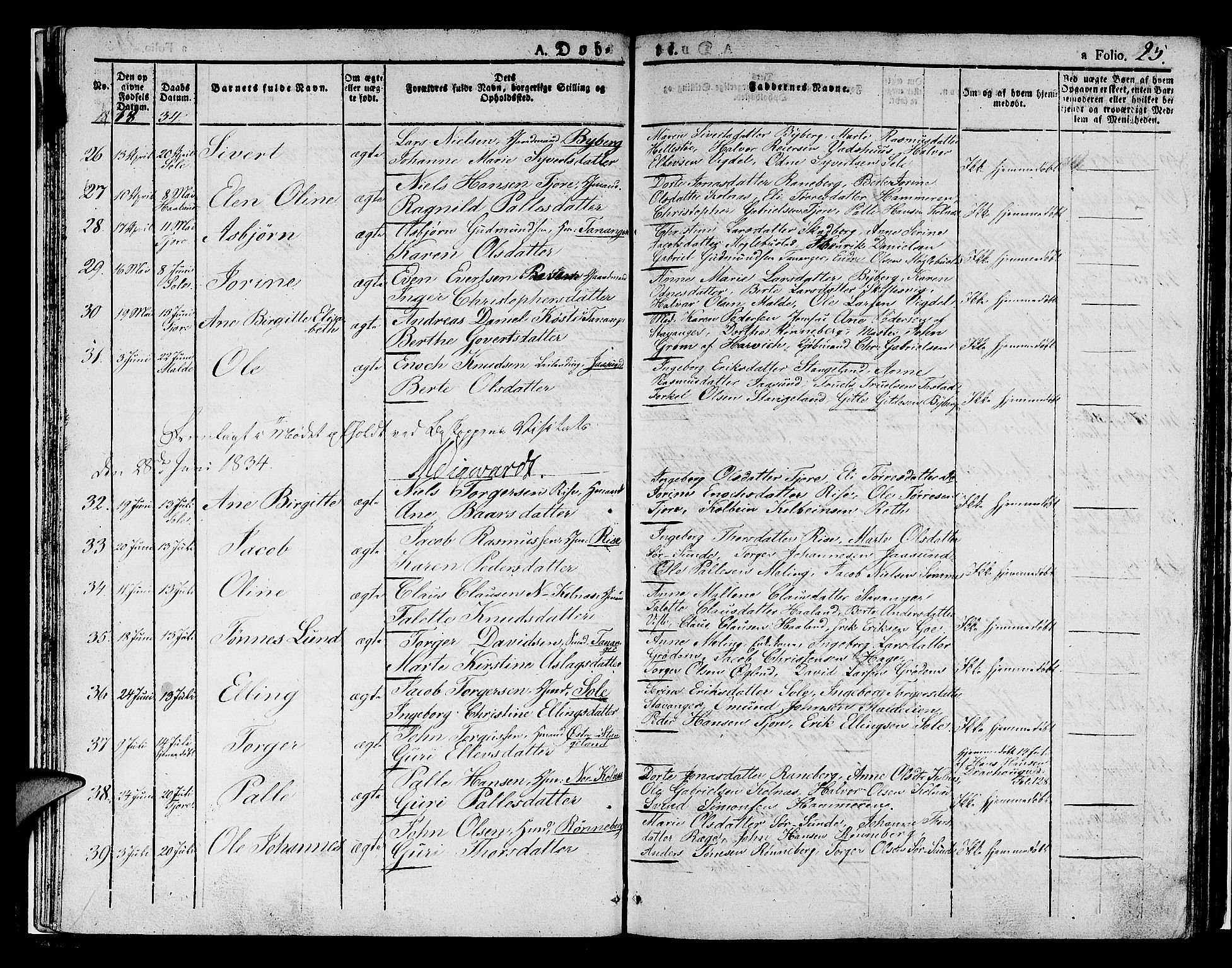 Håland sokneprestkontor, AV/SAST-A-101802/001/30BA/L0005: Parish register (official) no. A 5, 1829-1841, p. 25