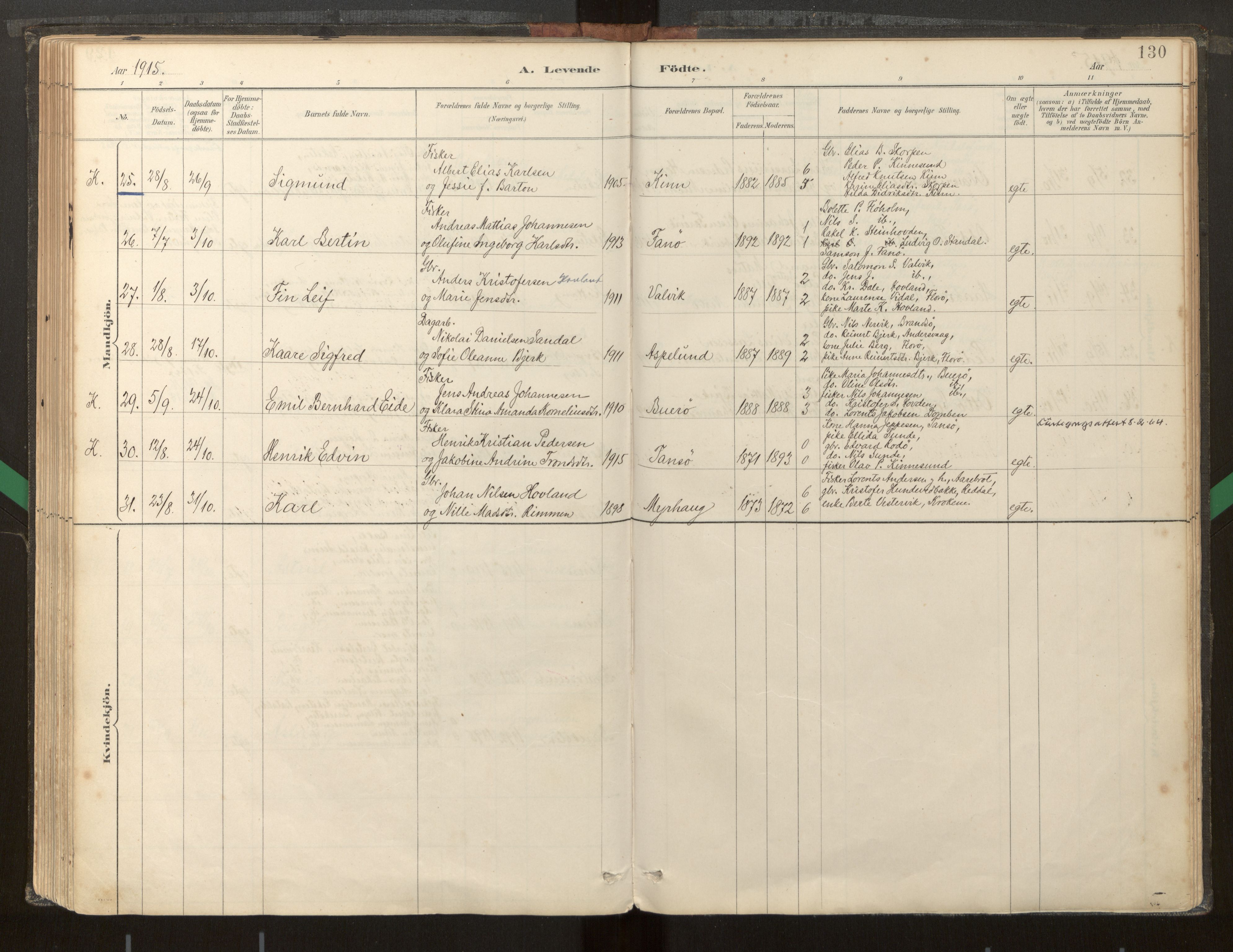 Kinn sokneprestembete, AV/SAB-A-80801/H/Haa/Haab/L0001: Parish register (official) no. B 1, 1886-1921, p. 130