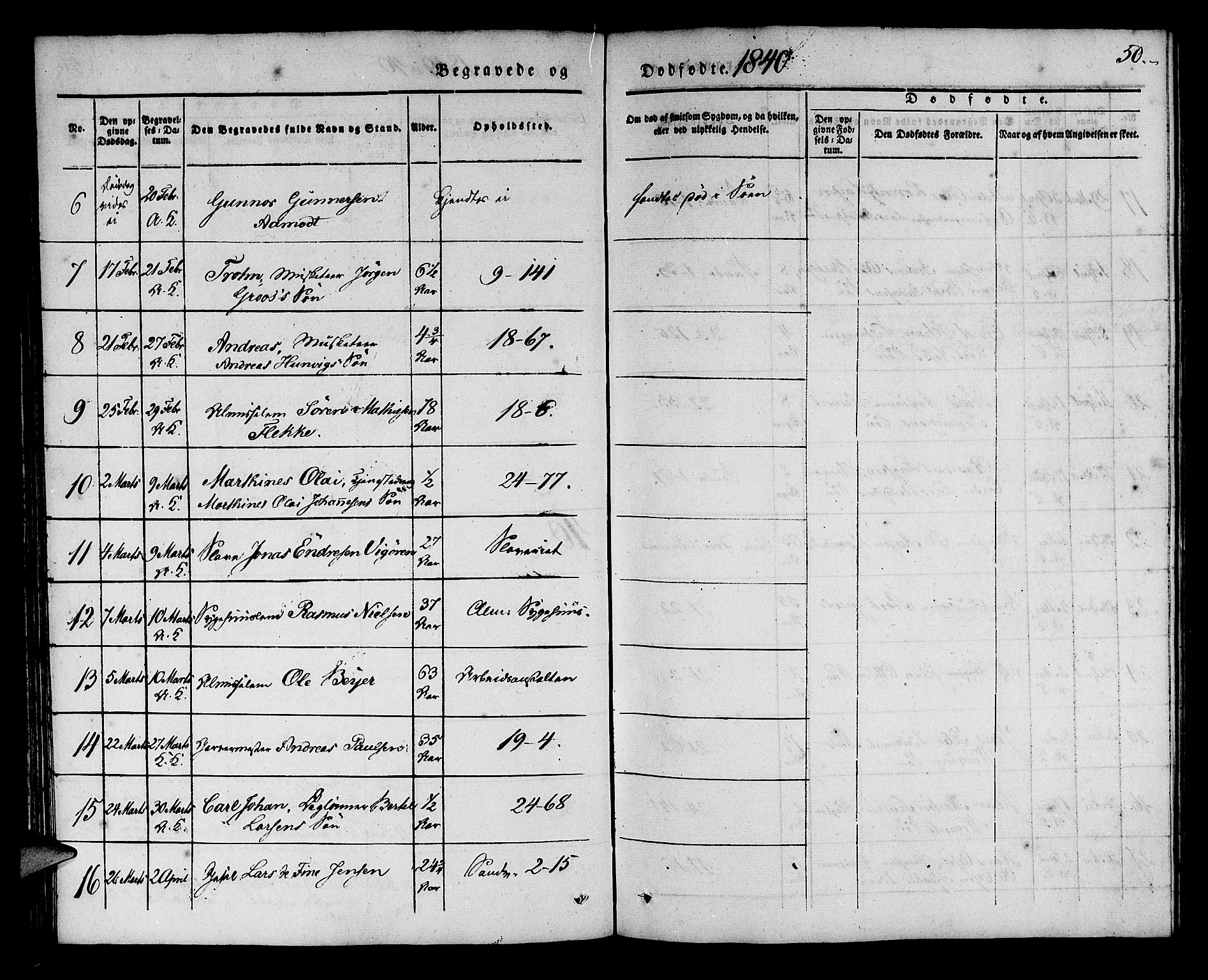 Korskirken sokneprestembete, AV/SAB-A-76101/H/Haa/L0043: Parish register (official) no. E 1, 1834-1848, p. 50