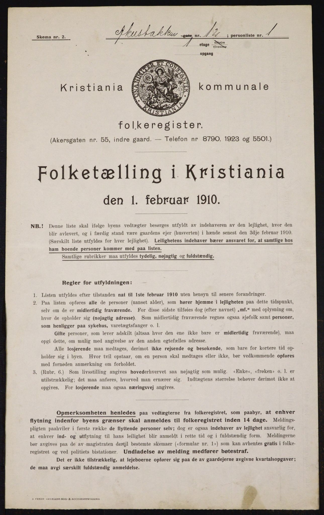 OBA, Municipal Census 1910 for Kristiania, 1910, p. 53