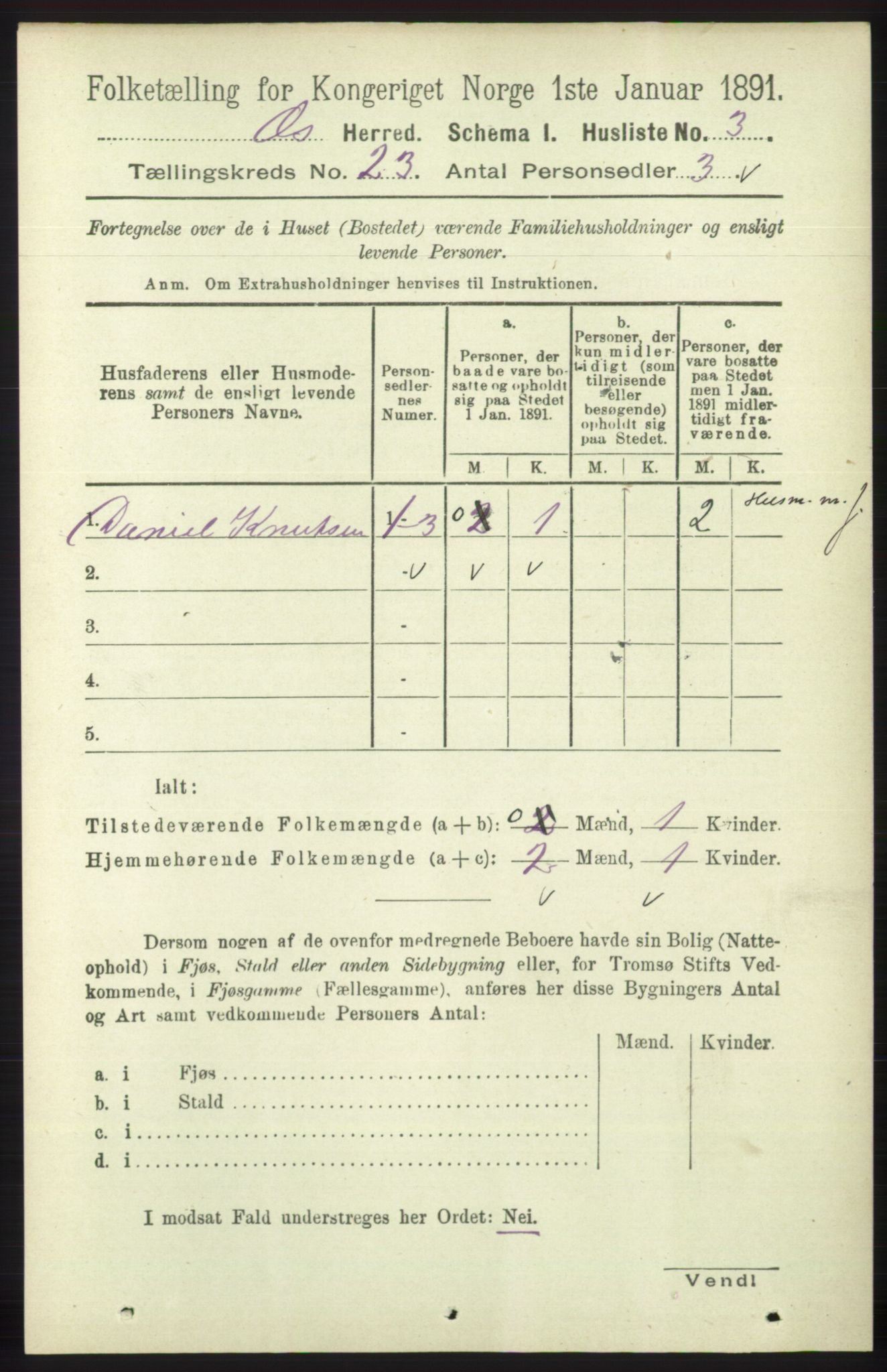 RA, 1891 census for 1243 Os, 1891, p. 5049