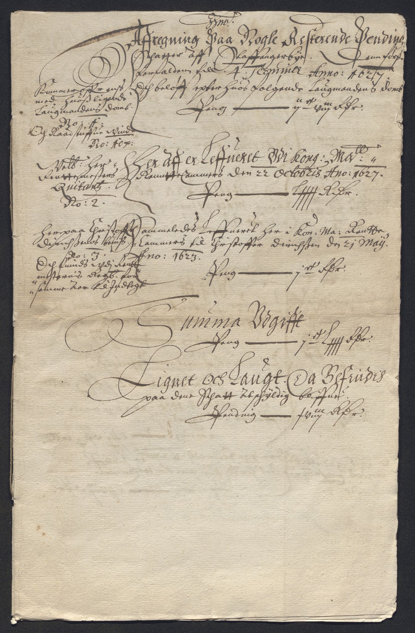 Rentekammeret inntil 1814, Reviderte regnskaper, Byregnskaper, AV/RA-EA-4066/R/Ro/L0298: [O1] By- og kontribusjonsregnskap, 1624-1639, p. 218