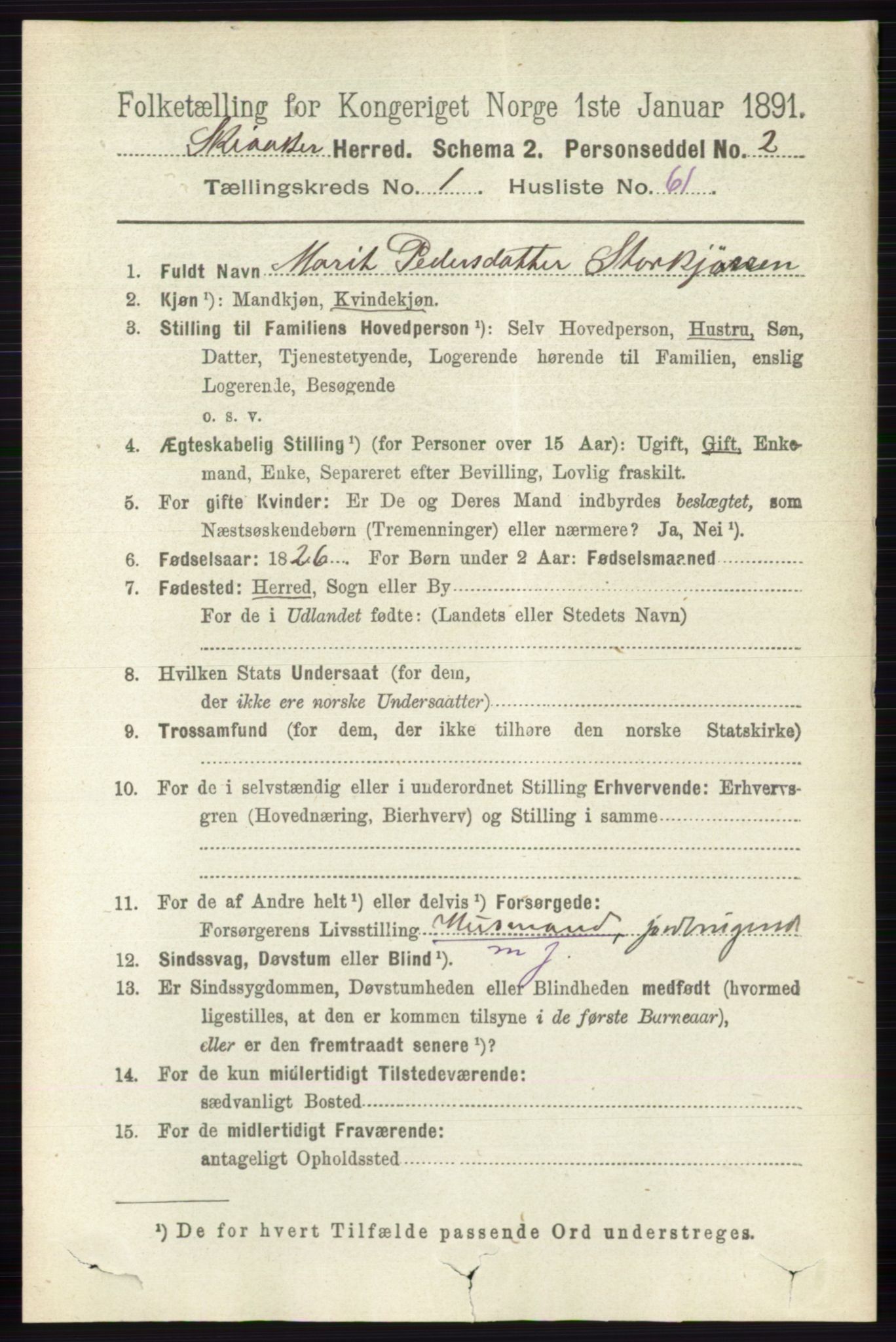 RA, 1891 census for 0513 Skjåk, 1891, p. 468