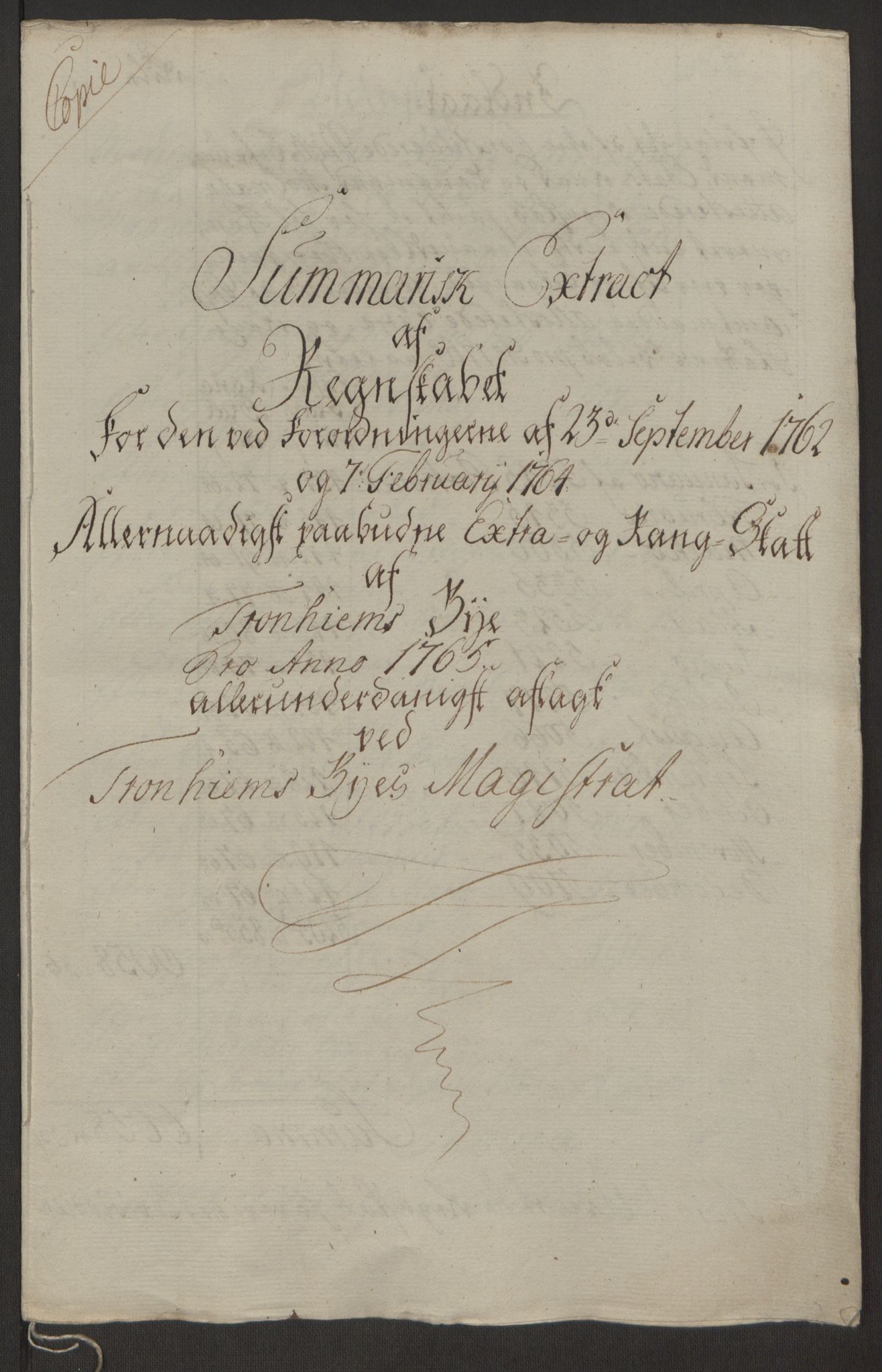 Rentekammeret inntil 1814, Reviderte regnskaper, Byregnskaper, AV/RA-EA-4066/R/Rs/L0516/0001: [S9] Kontribusjonsregnskap / Ekstraskatt, 1762-1767, p. 328