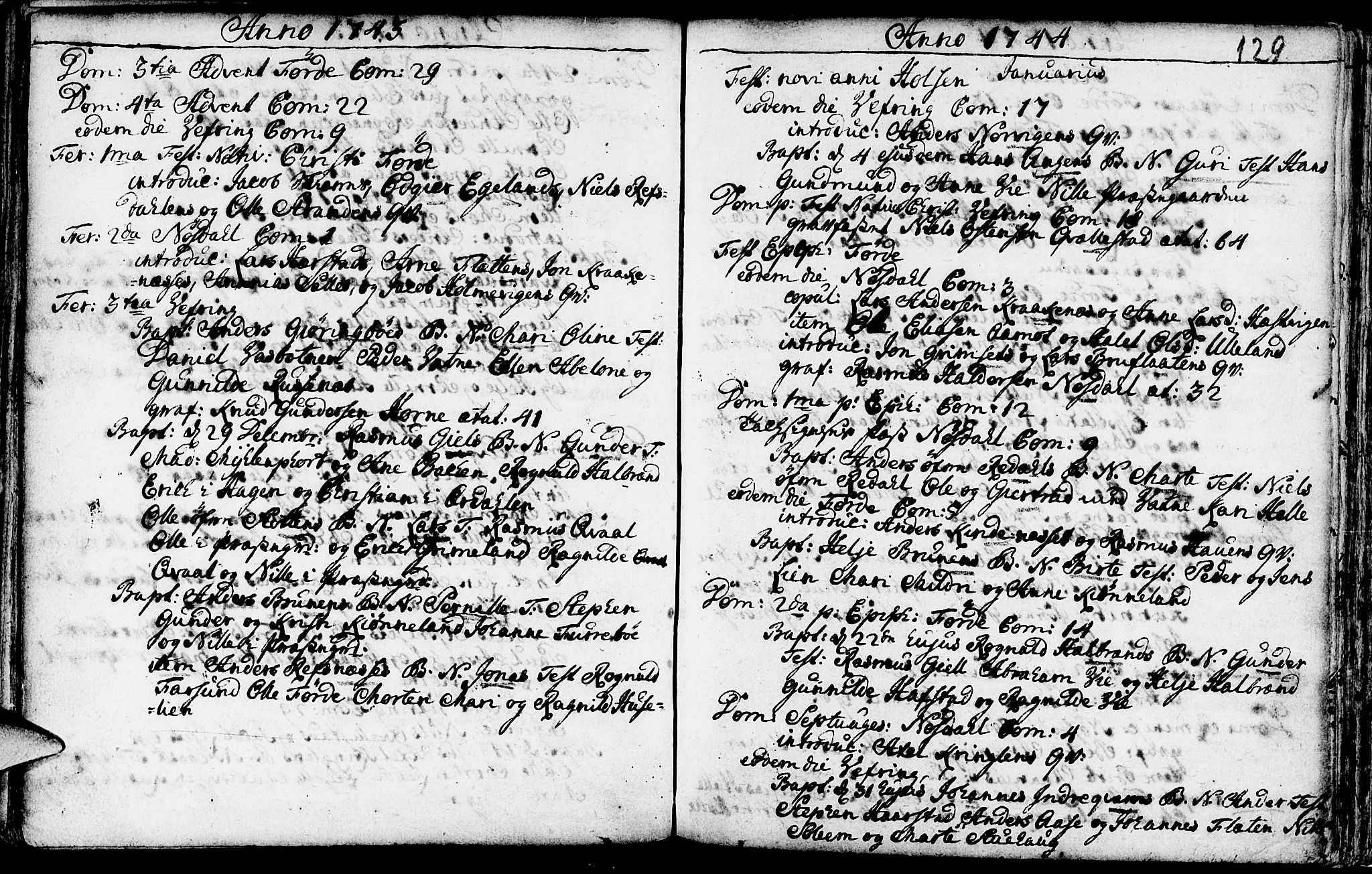 Førde sokneprestembete, SAB/A-79901/H/Haa/Haaa/L0002: Parish register (official) no. A 2, 1728-1748, p. 129