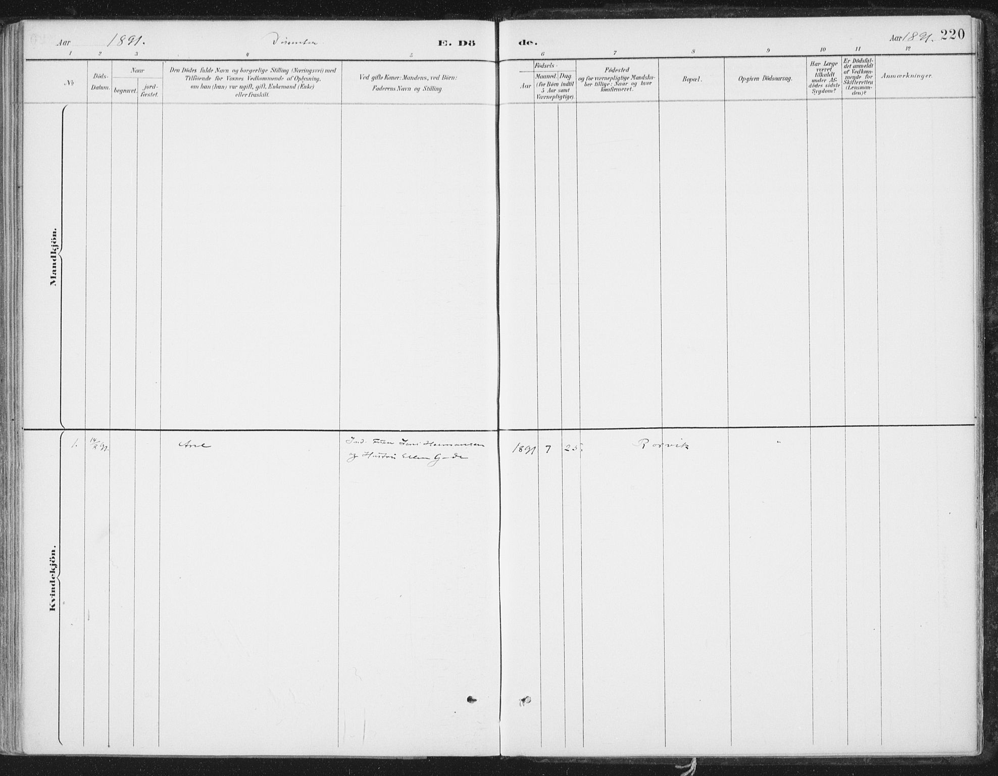 Ministerialprotokoller, klokkerbøker og fødselsregistre - Nord-Trøndelag, SAT/A-1458/786/L0687: Parish register (official) no. 786A03, 1888-1898, p. 220