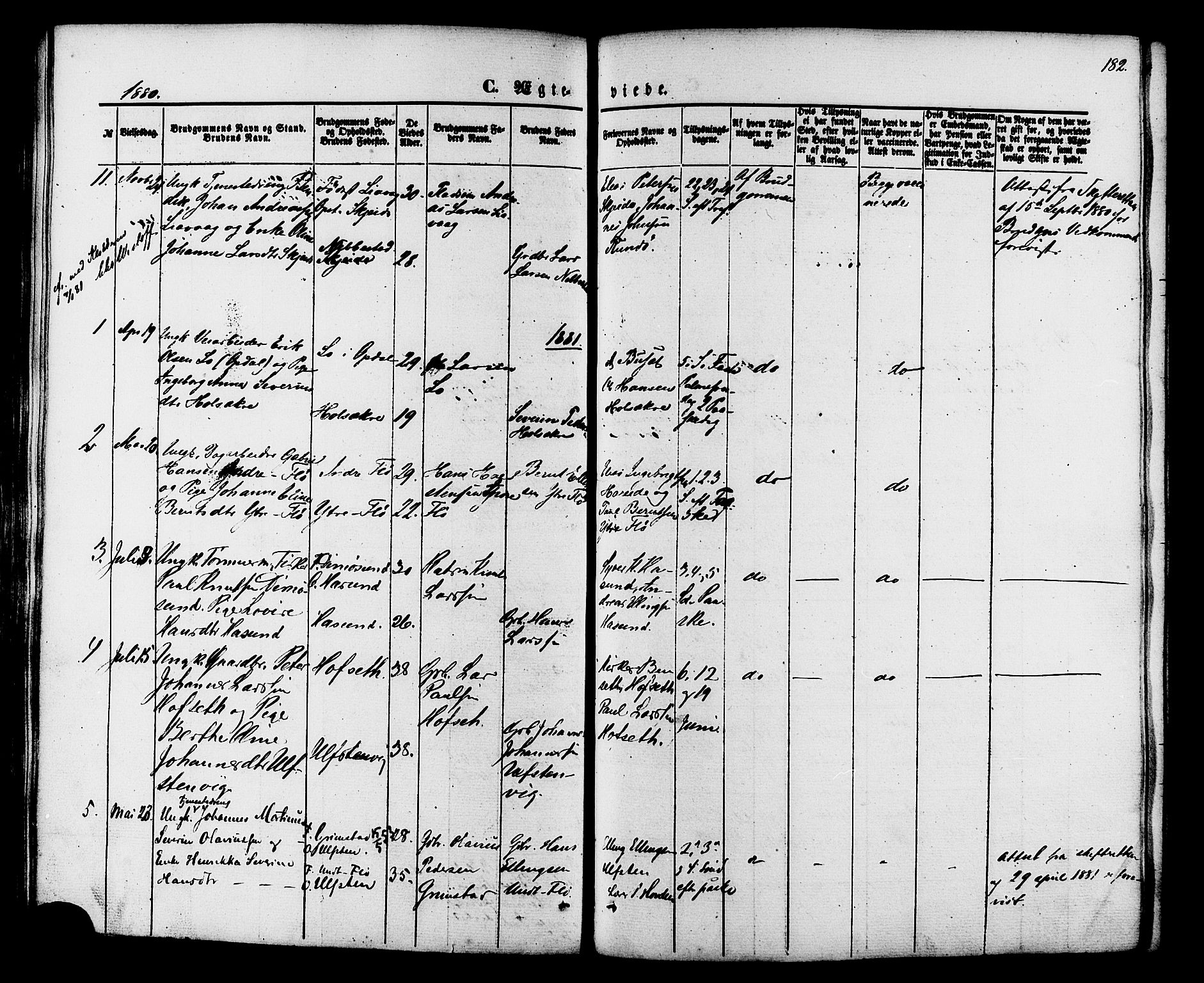 Ministerialprotokoller, klokkerbøker og fødselsregistre - Møre og Romsdal, AV/SAT-A-1454/509/L0105: Parish register (official) no. 509A03, 1848-1882, p. 182