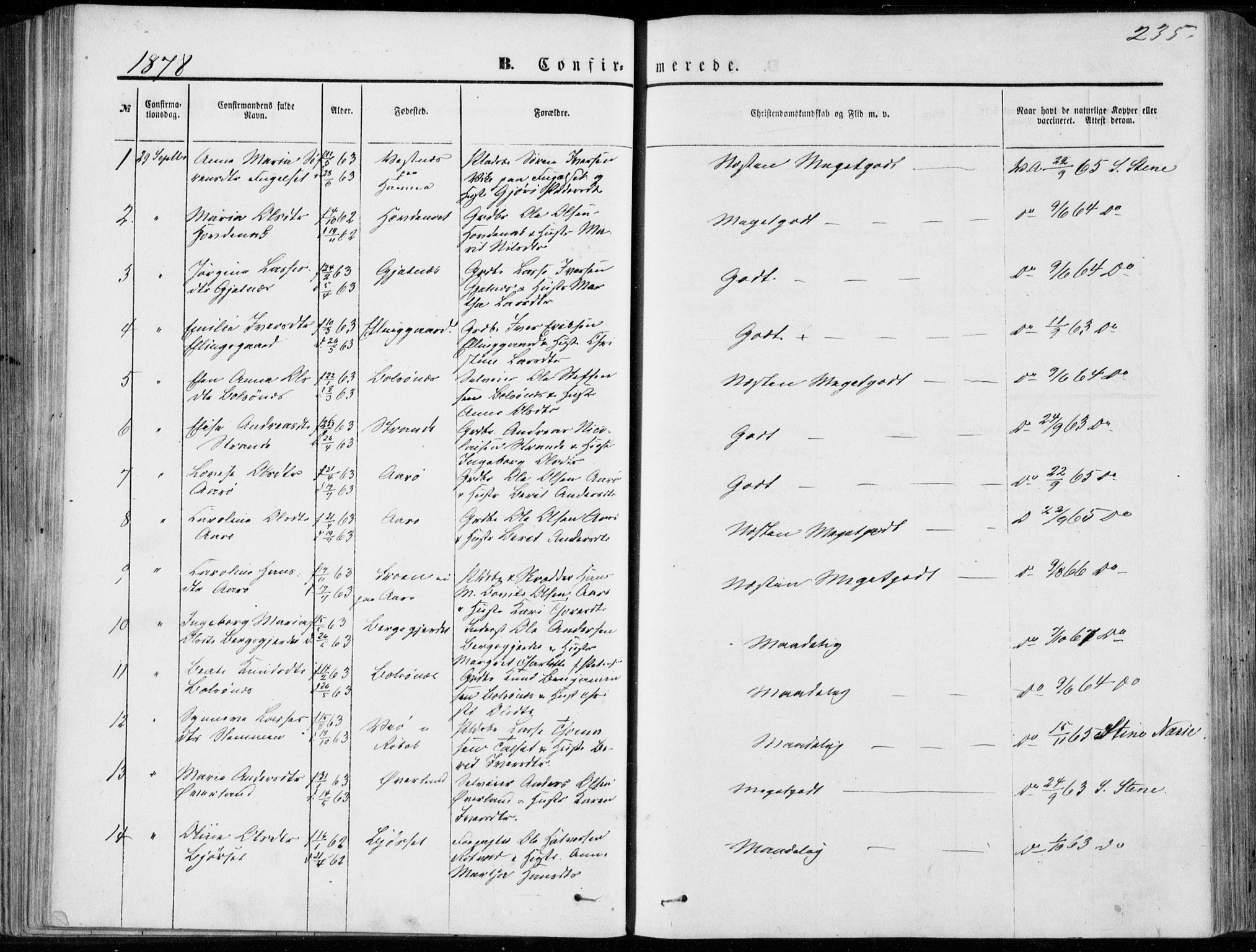 Ministerialprotokoller, klokkerbøker og fødselsregistre - Møre og Romsdal, AV/SAT-A-1454/555/L0655: Parish register (official) no. 555A05, 1869-1886, p. 235