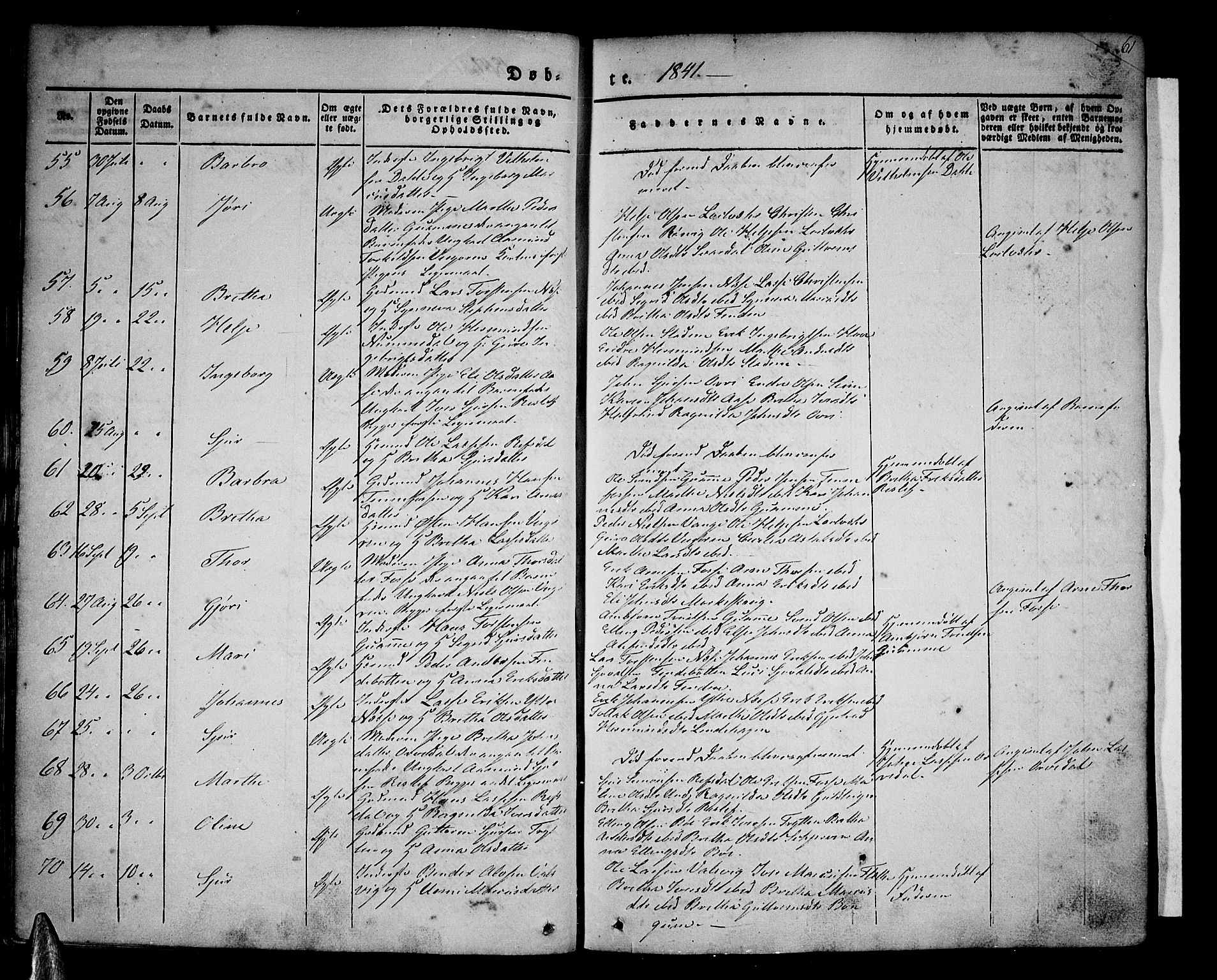 Vik sokneprestembete, AV/SAB-A-81501/H/Haa/Haaa/L0007: Parish register (official) no. A 7, 1831-1845, p. 61