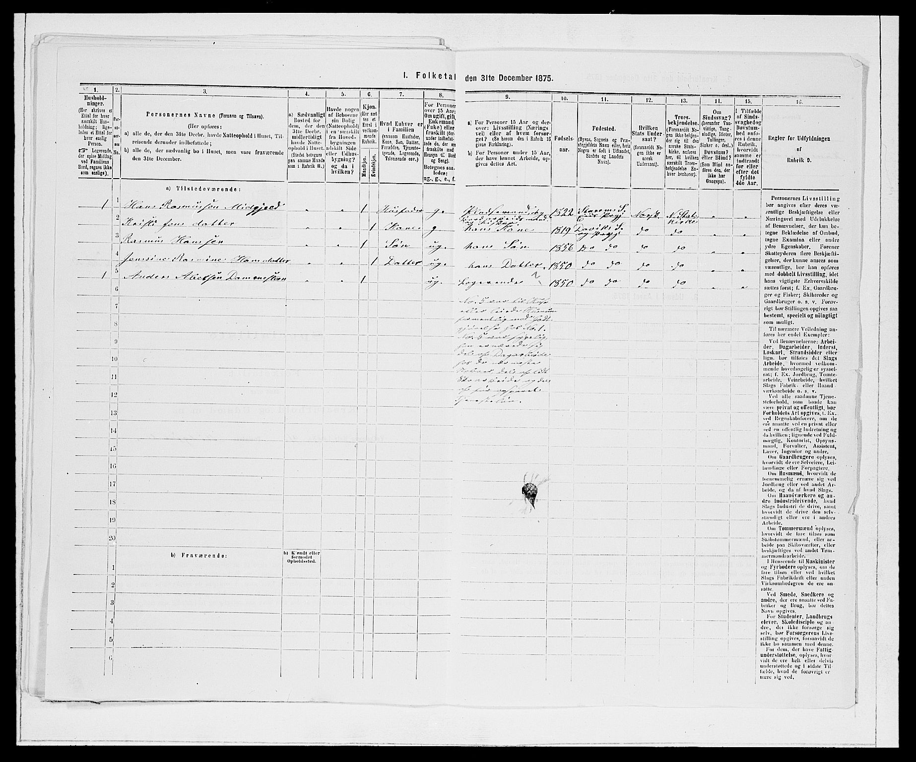 SAB, 1875 Census for 1442P Davik, 1875, p. 876