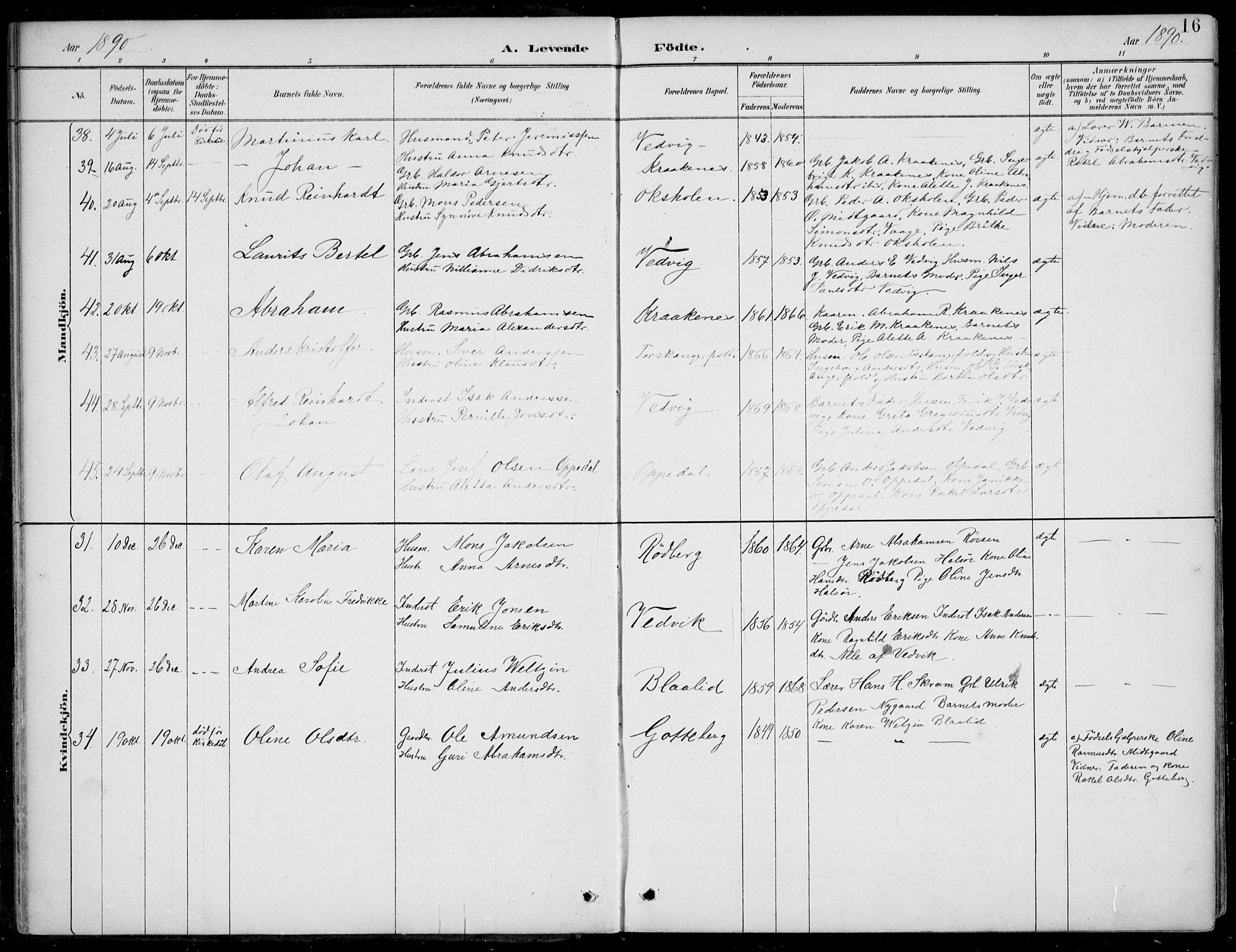 Selje sokneprestembete, AV/SAB-A-99938/H/Ha/Haa/Haac/L0002: Parish register (official) no. C  2, 1889-1904, p. 16