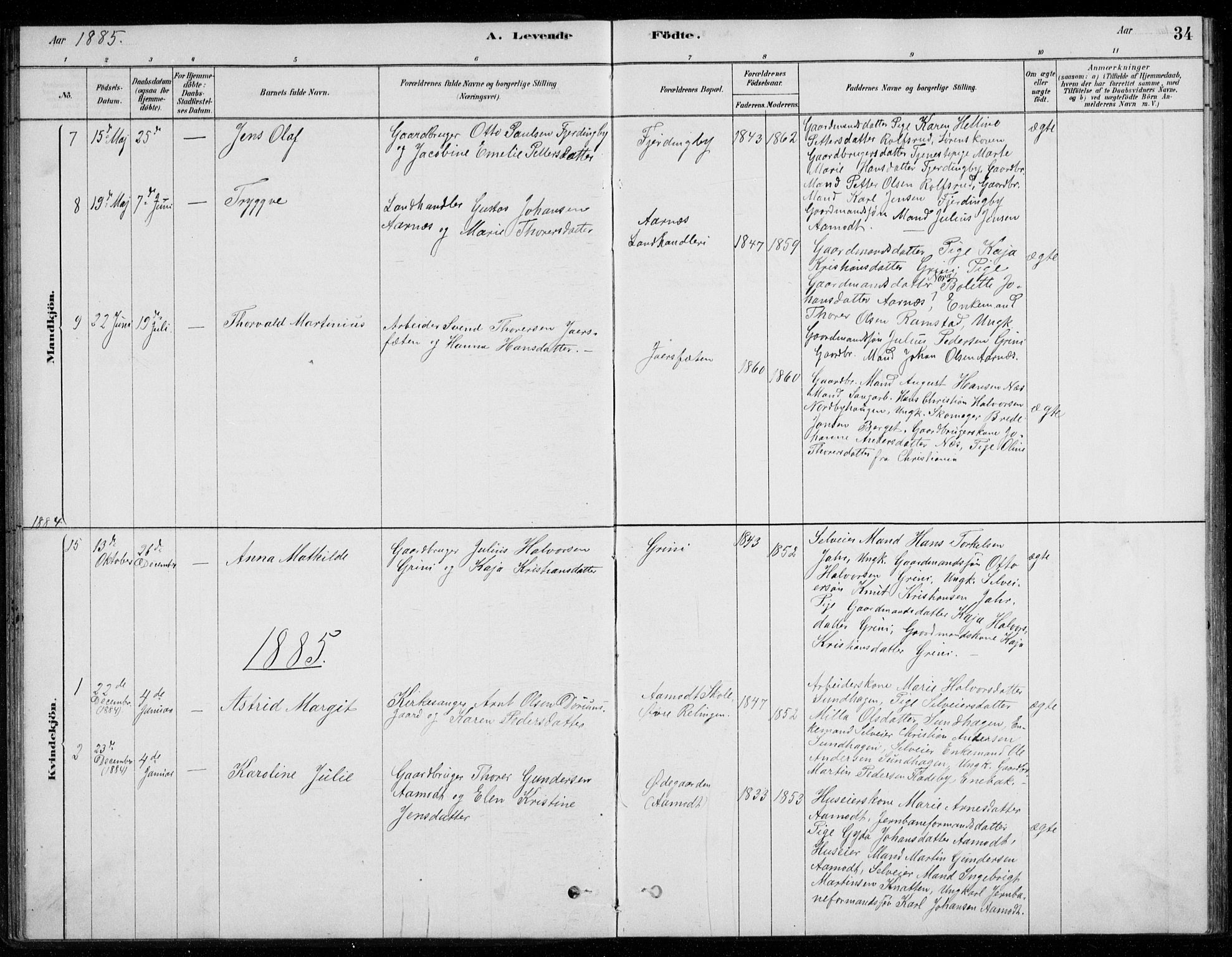 Fet prestekontor Kirkebøker, AV/SAO-A-10370a/G/Gb/L0002: Parish register (copy) no. II 2, 1878-1911, p. 34