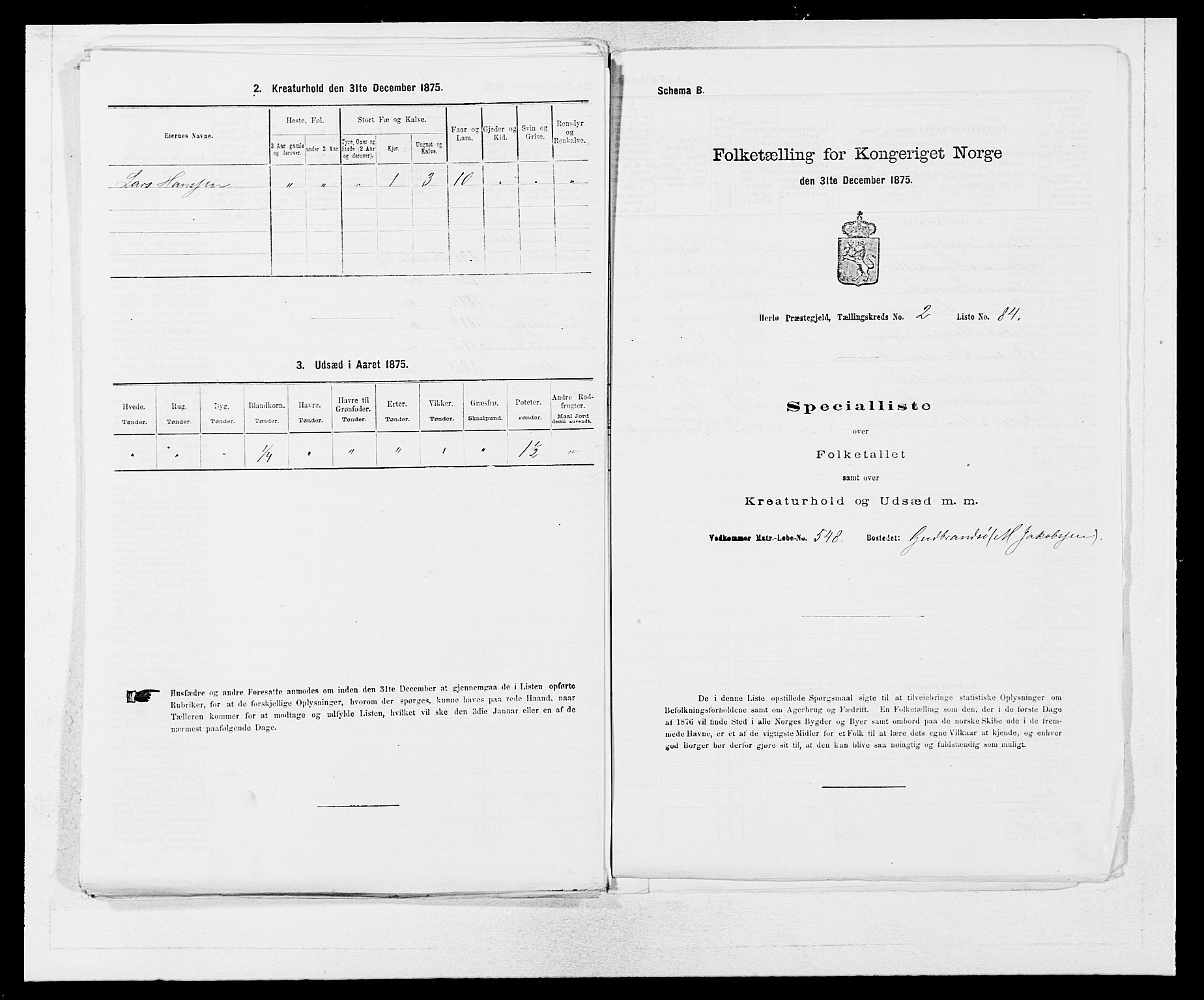 SAB, 1875 census for 1258P Herdla, 1875, p. 309