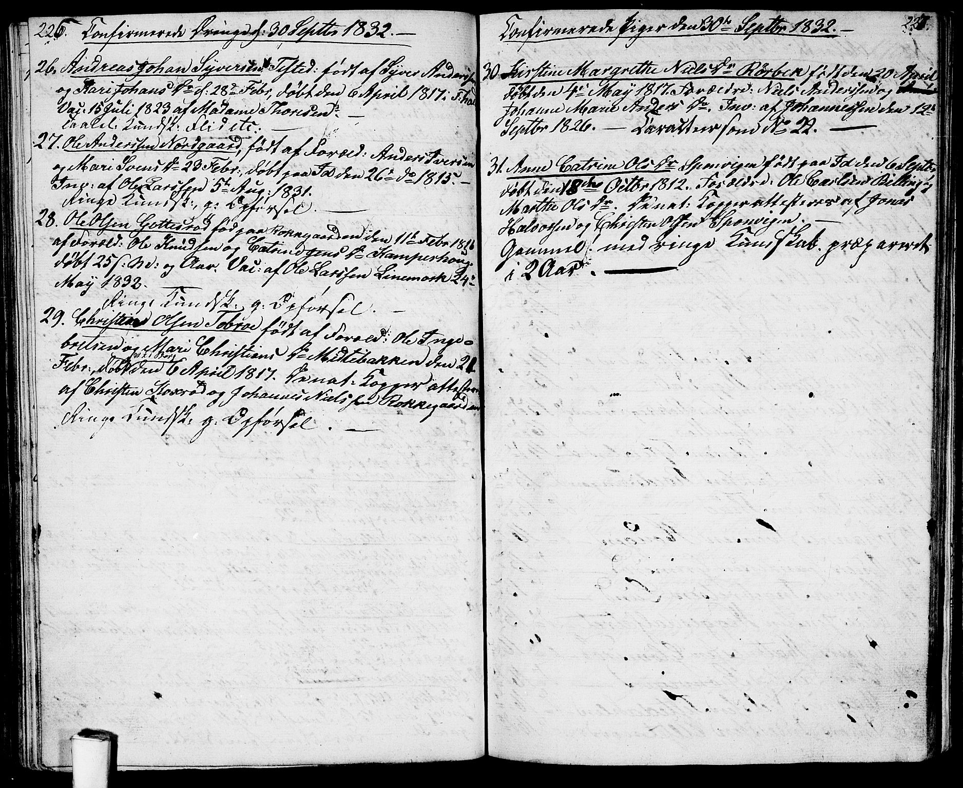 Berg prestekontor Kirkebøker, SAO/A-10902/G/Ga/L0002: Parish register (copy) no. I 2, 1832-1844, p. 226-227