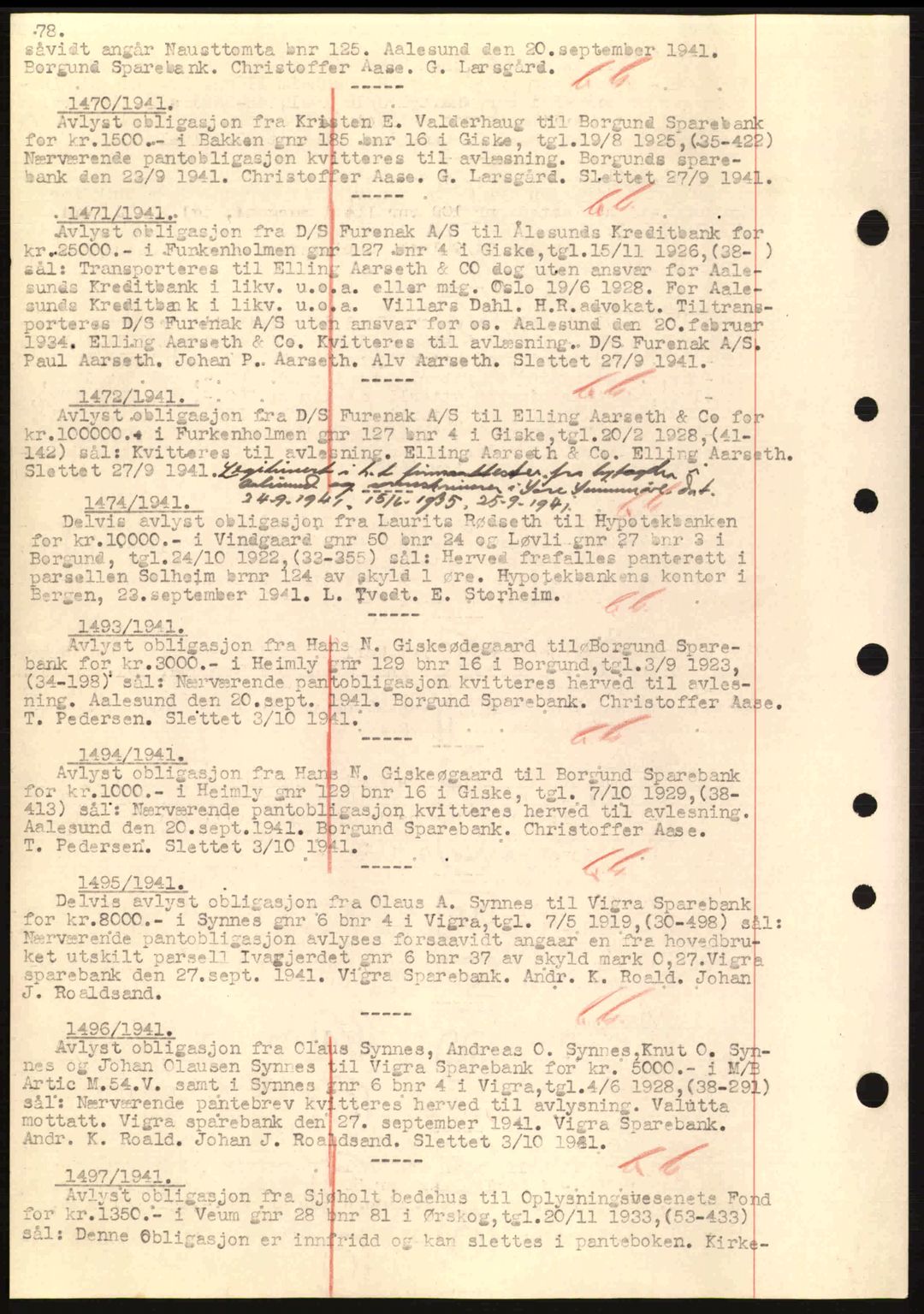 Nordre Sunnmøre sorenskriveri, SAT/A-0006/1/2/2C/2Ca: Mortgage book no. B1-6, 1938-1942, Diary no: : 1470/1941