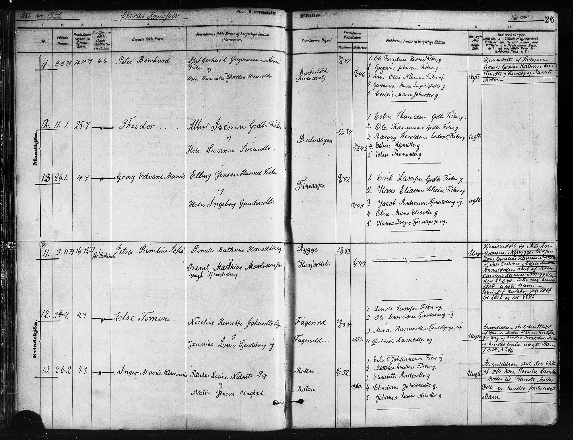 Ministerialprotokoller, klokkerbøker og fødselsregistre - Nordland, AV/SAT-A-1459/893/L1335: Parish register (official) no. 893A08 /1, 1878-1884, p. 26